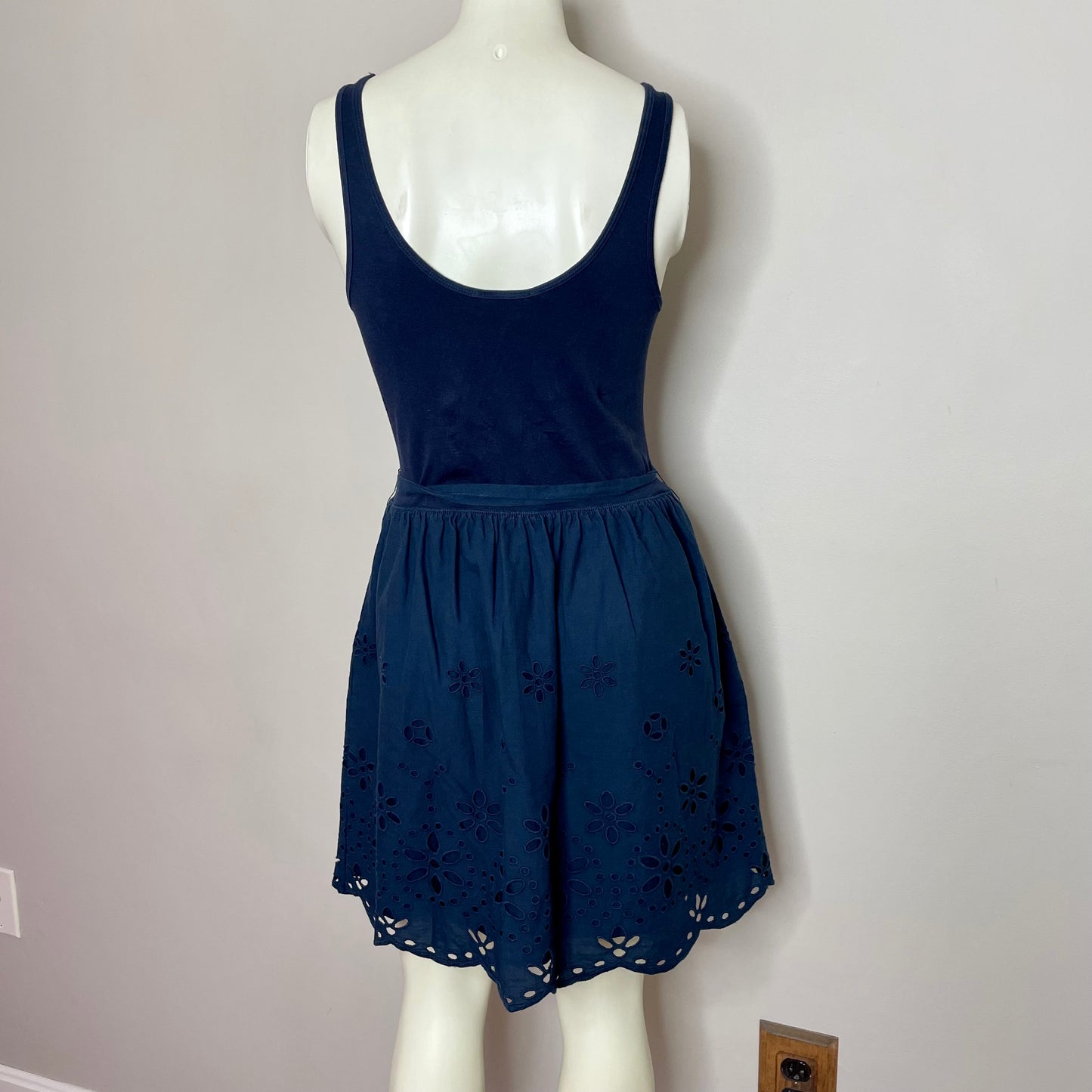 mango navy eyelet babydoll summer dress S