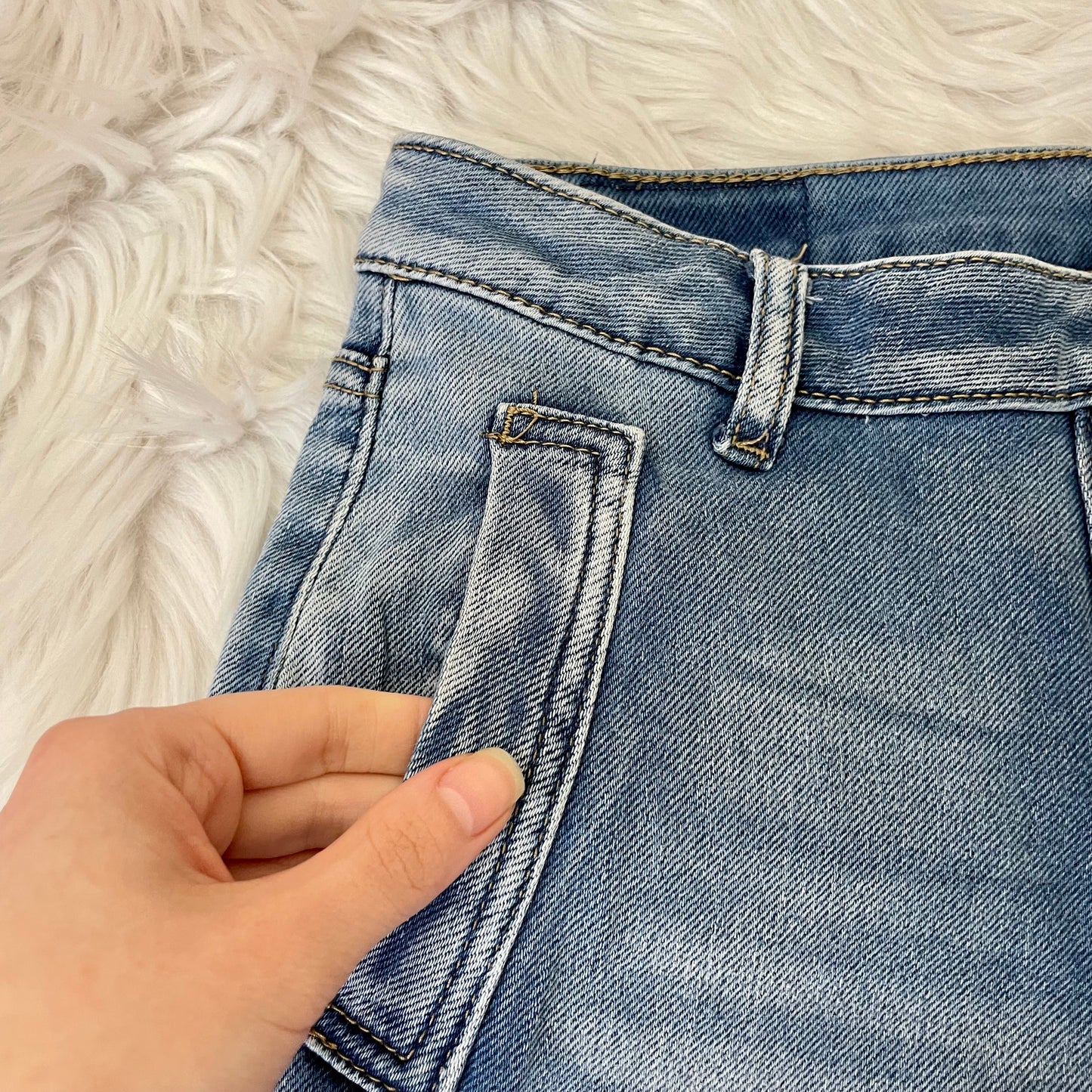 styled italy micro mini jean skirt L