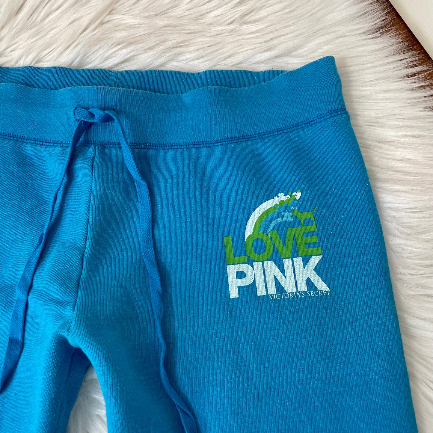 victoria’s secret blue sweatpants w/ booty logo M