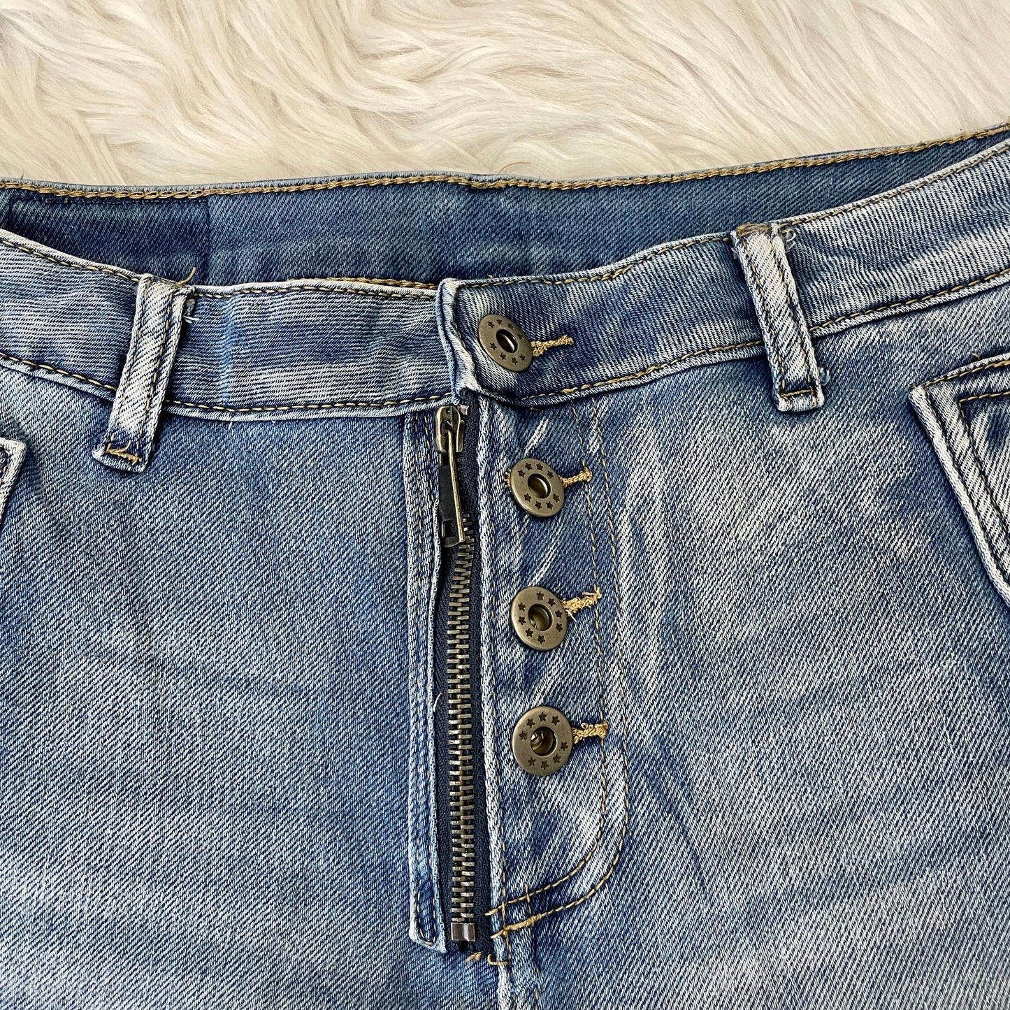 styled italy micro mini jean skirt L