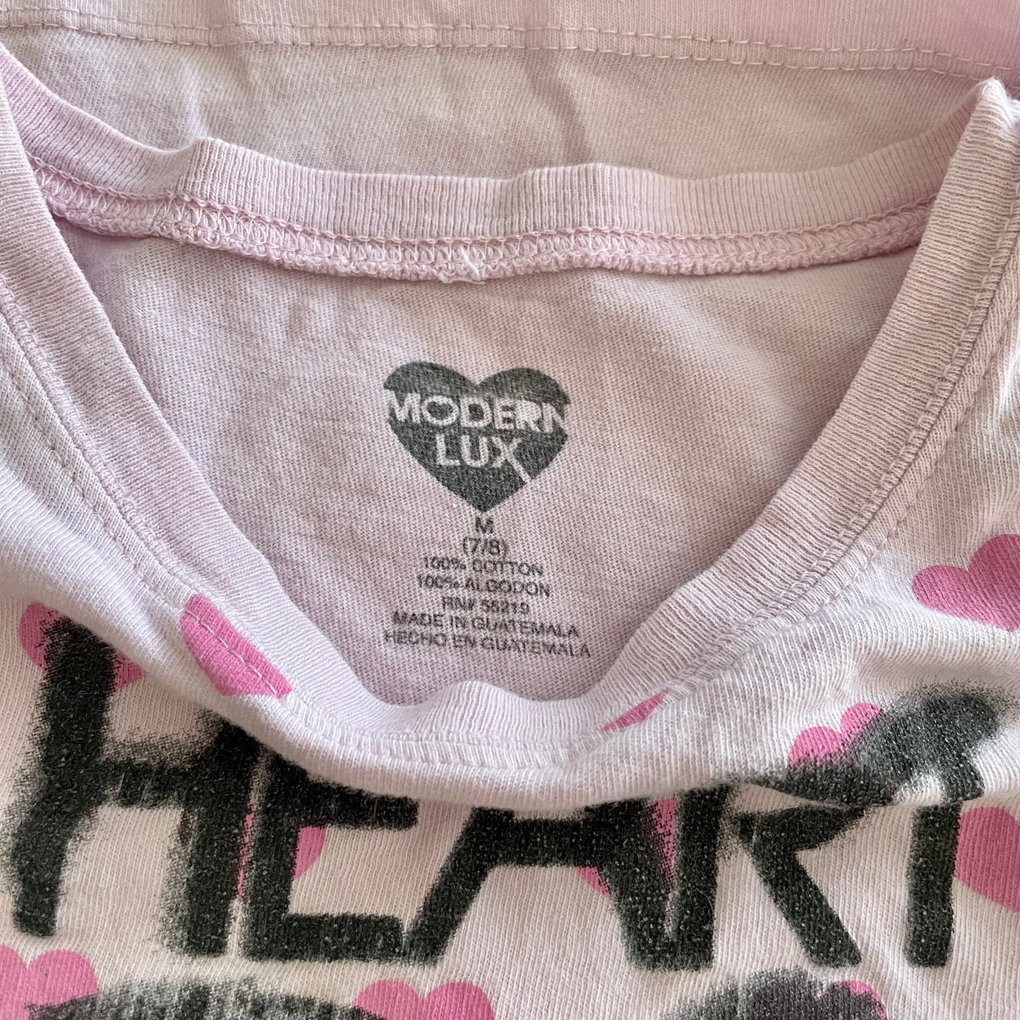 modern lux pink heart baby tee XS