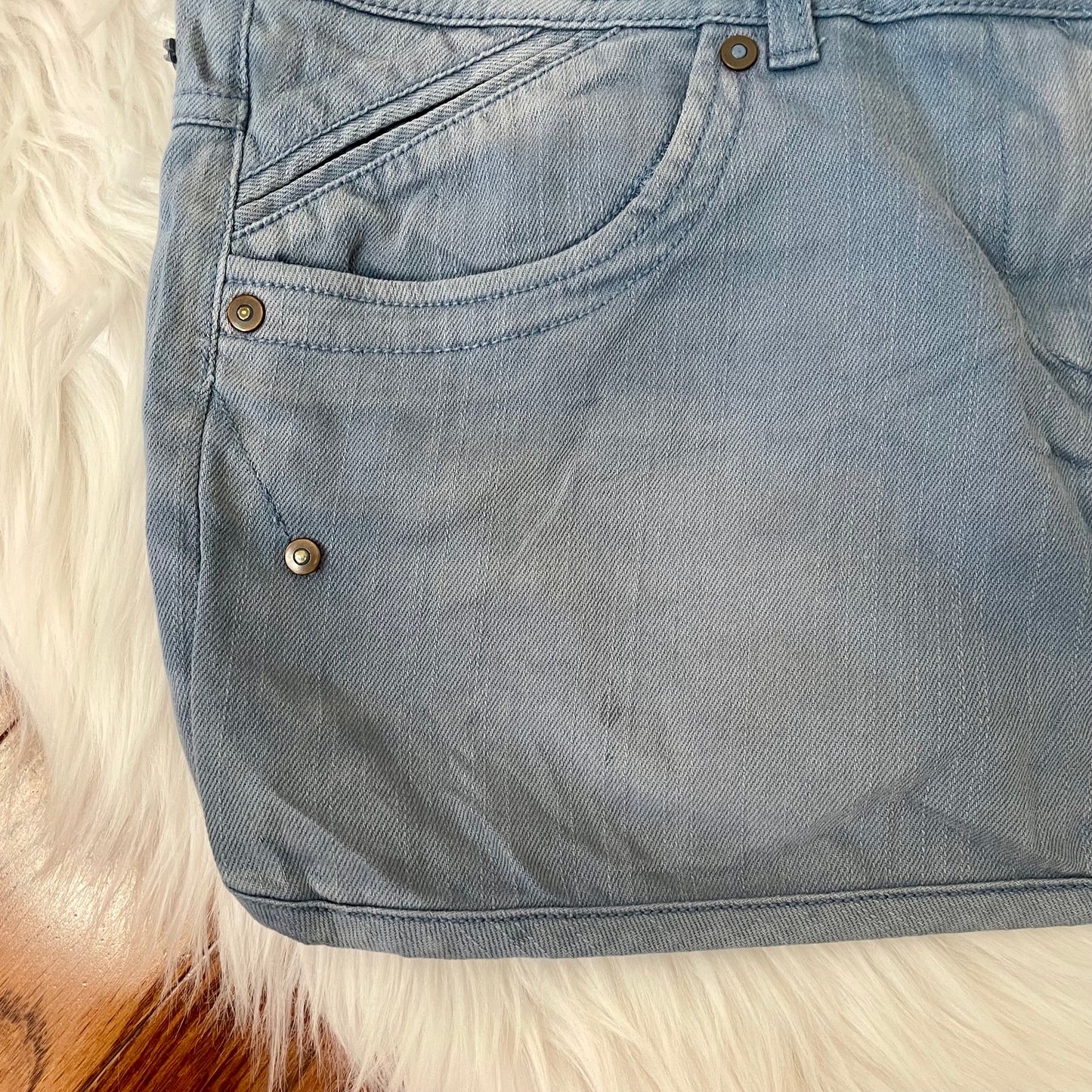 x dye blue micro mini skirt L