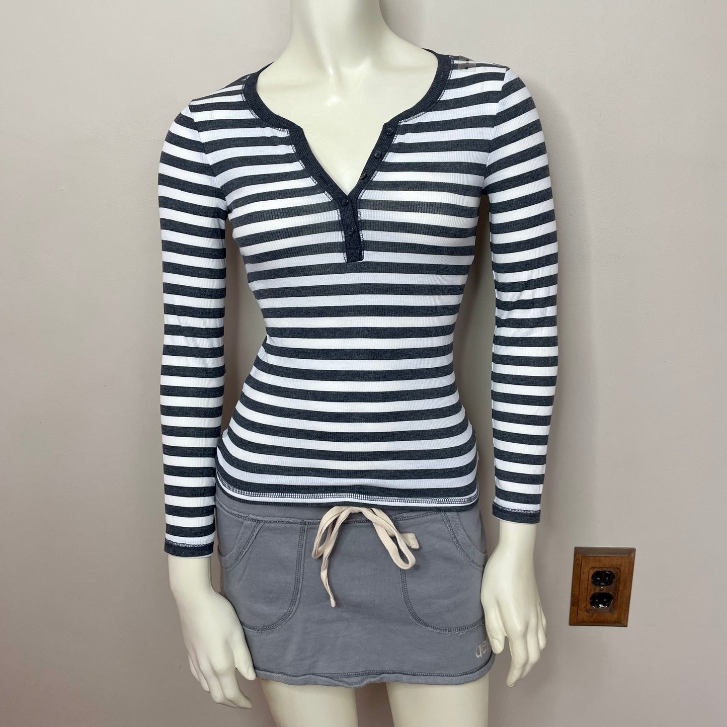 #newitem justice stripe henley long sleeve shirt XS