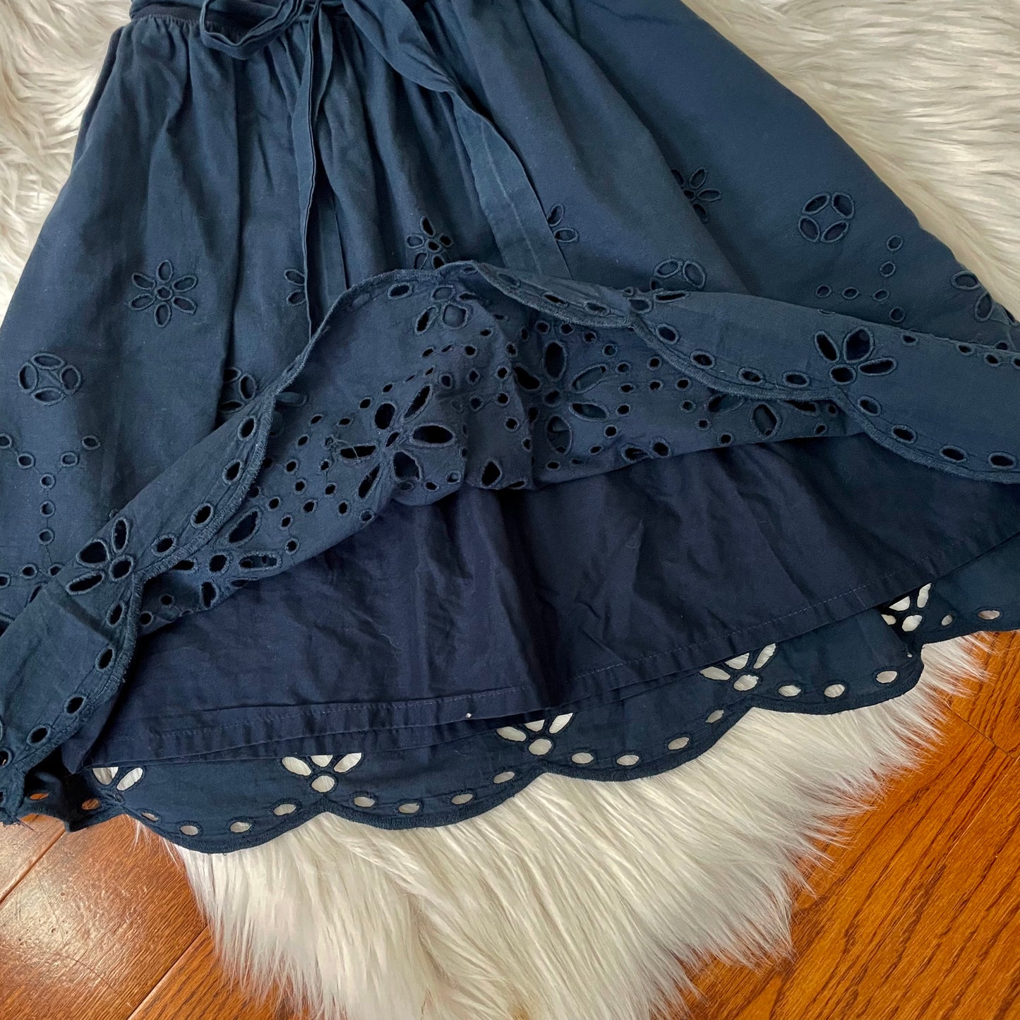 mango navy eyelet babydoll summer dress S