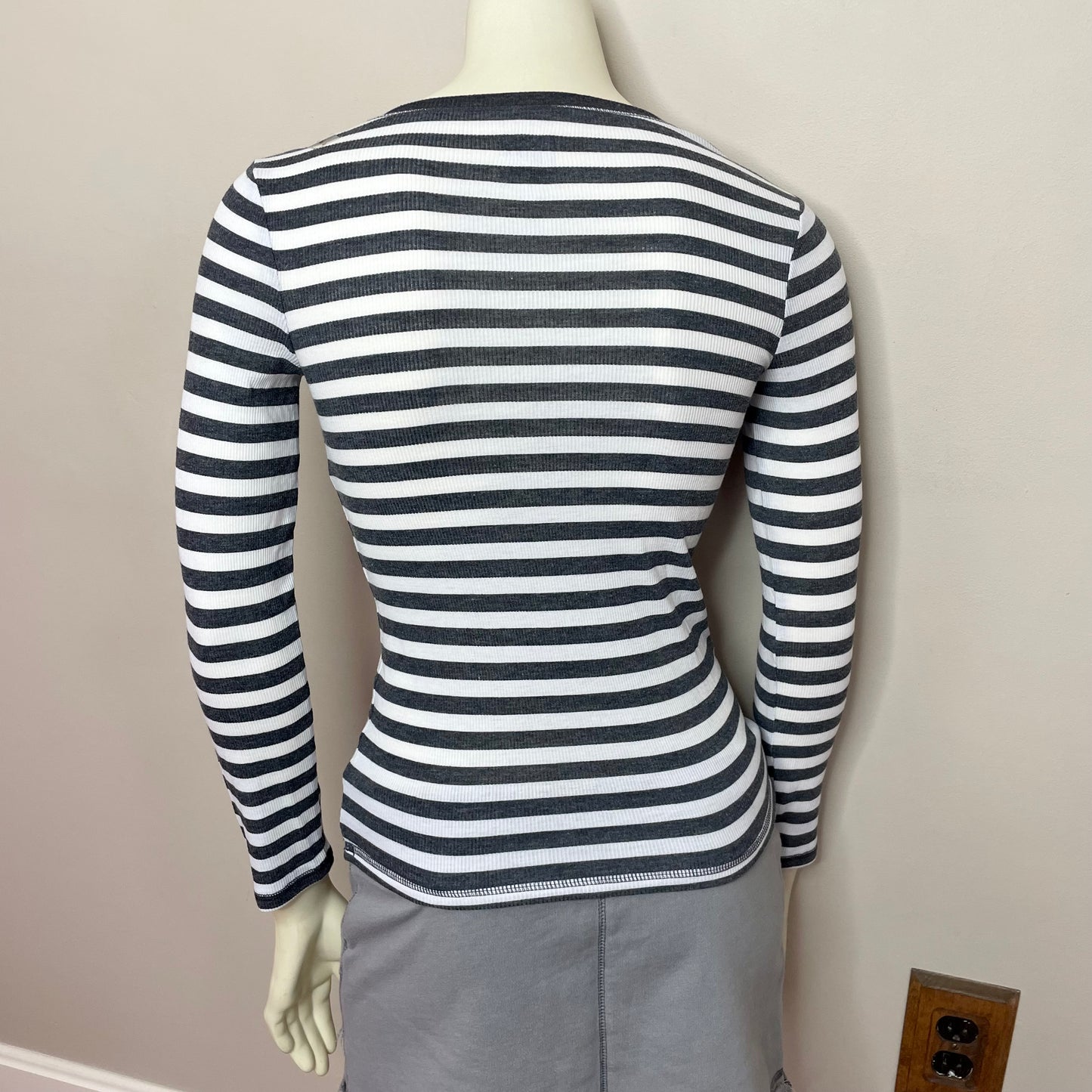 #newitem justice stripe henley long sleeve shirt XS