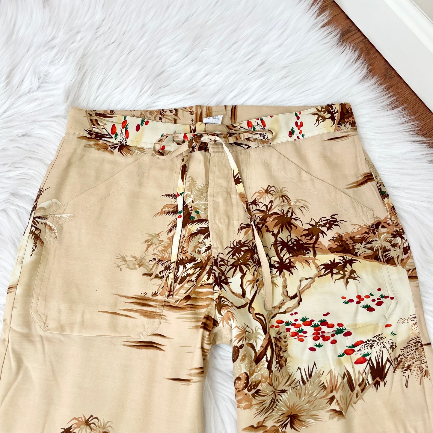 lucky brand tropical print wide leg pants S