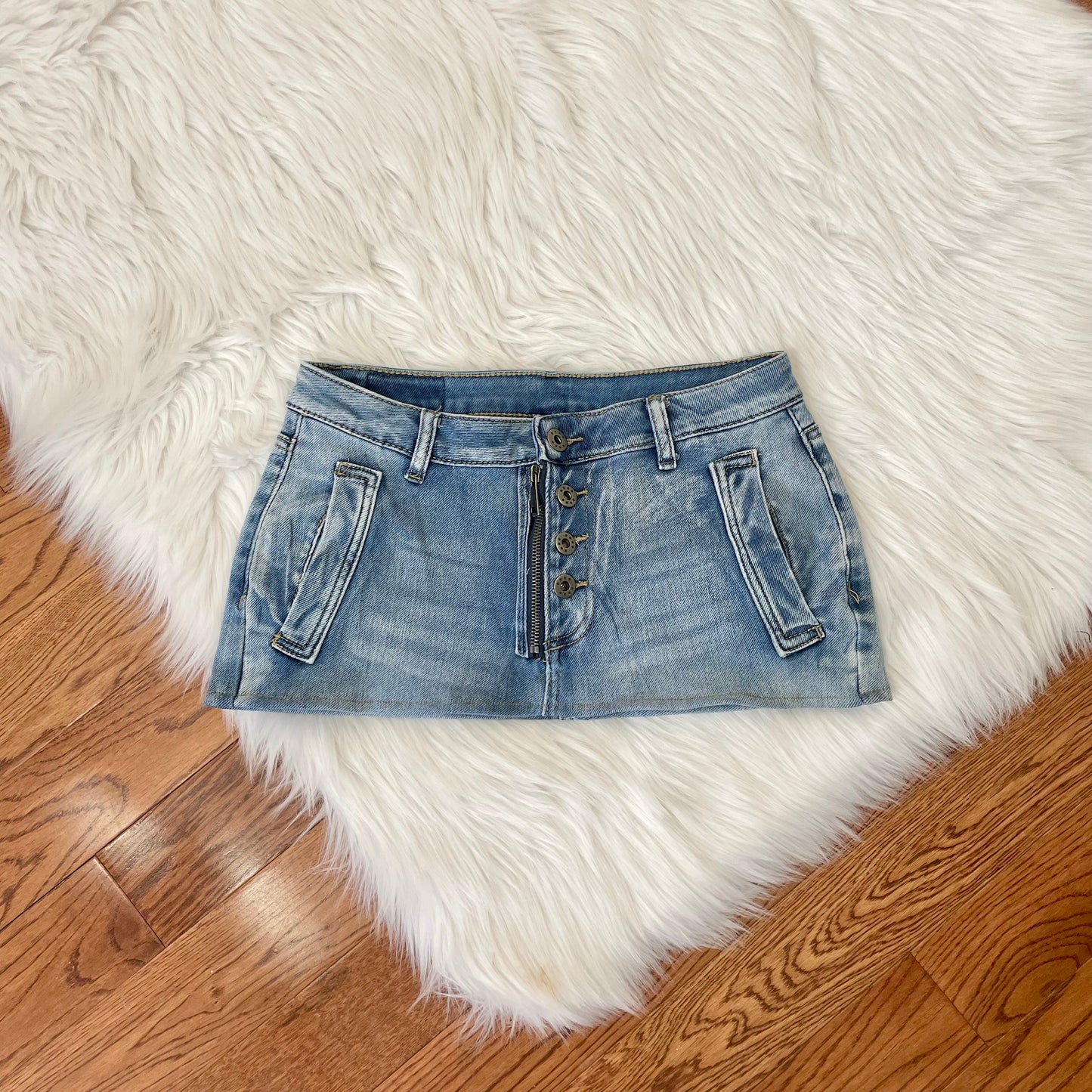 styled italy micro mini jean skirt L