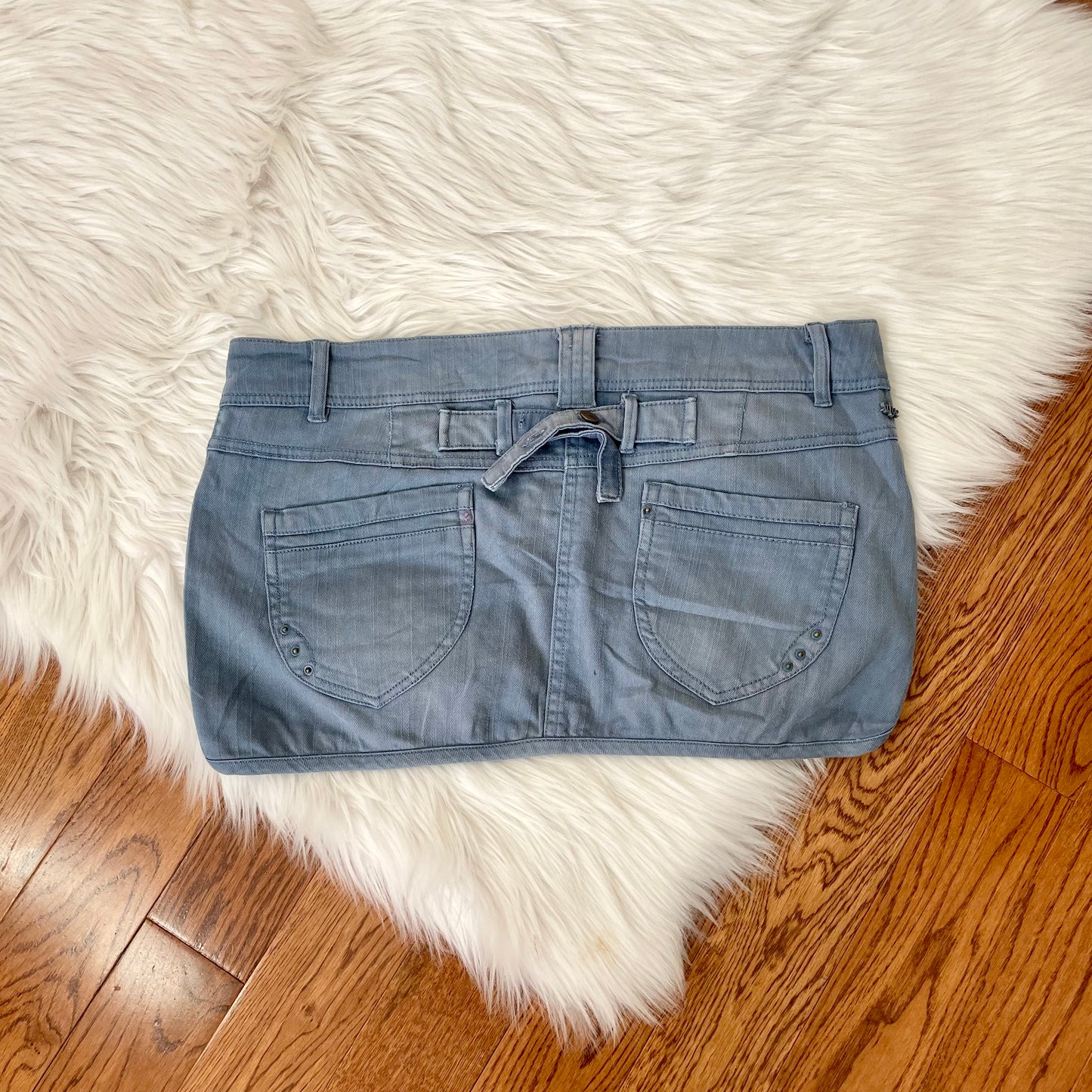 x dye blue micro mini skirt L
