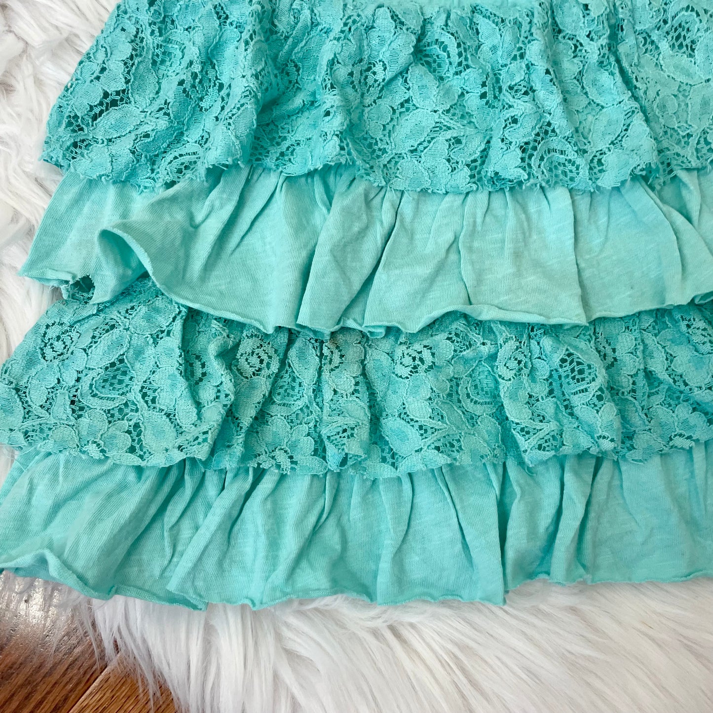 bershka mint green ruffle mini skirt M