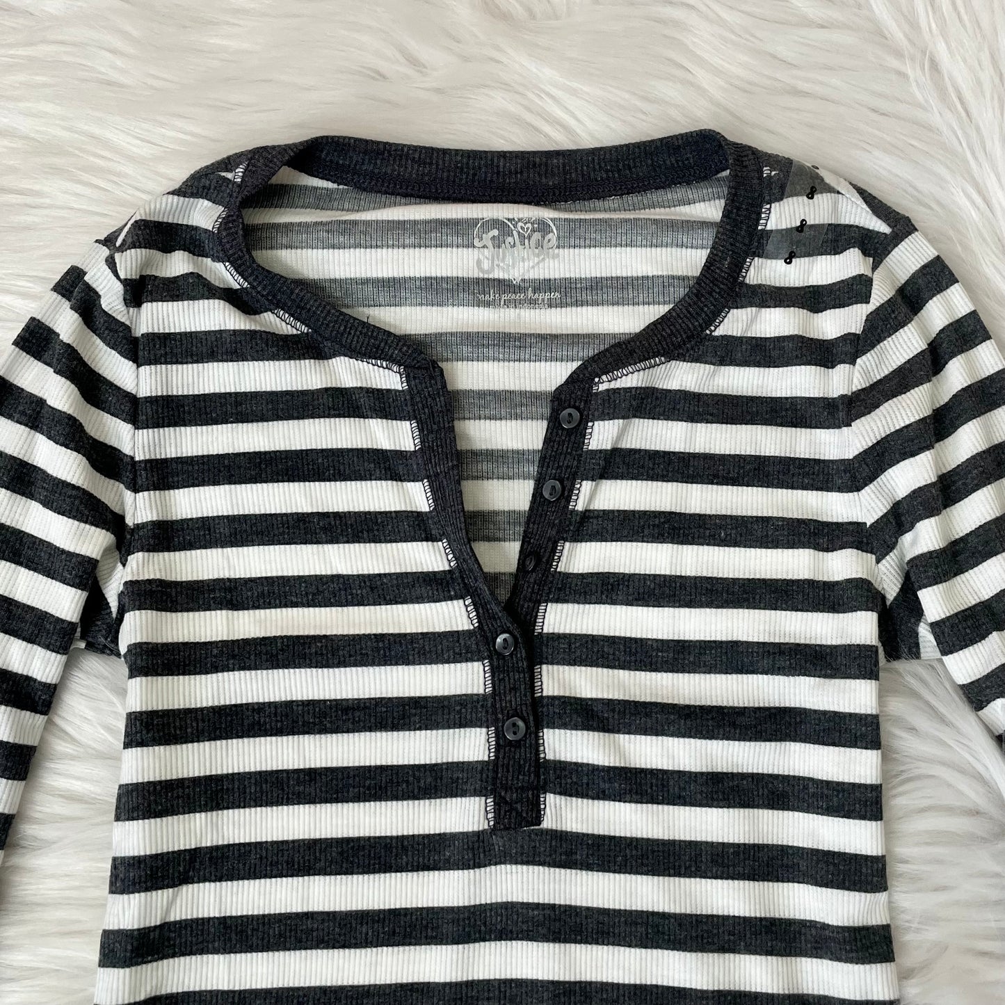 #newitem justice stripe henley long sleeve shirt XS