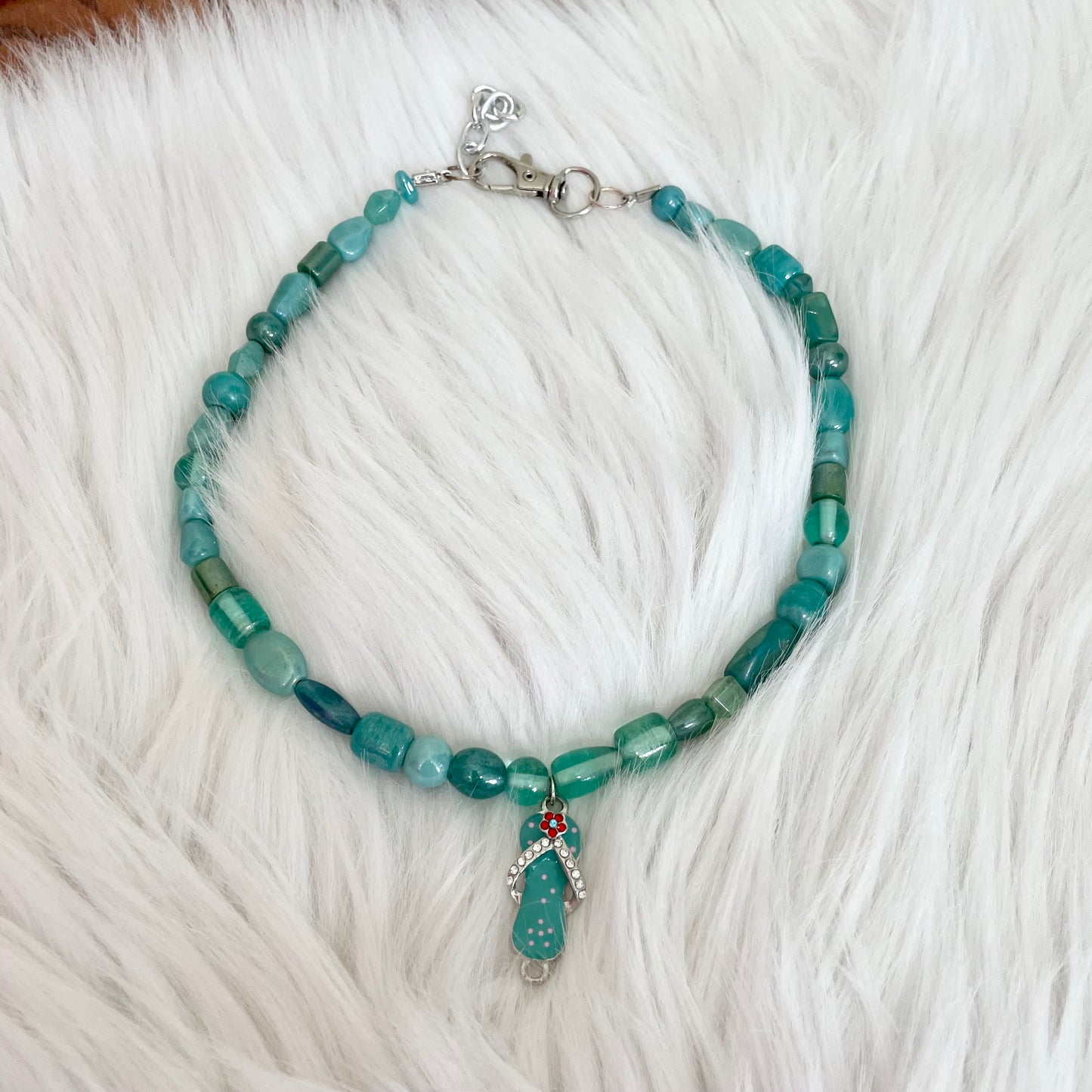 handmade tropical green beaded necklace