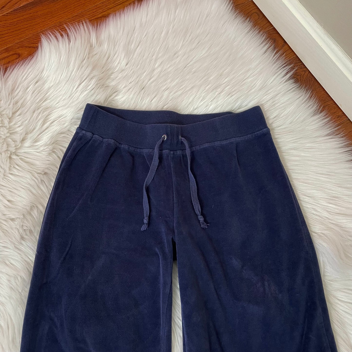 y2k navy blue velour flare sweatpants S