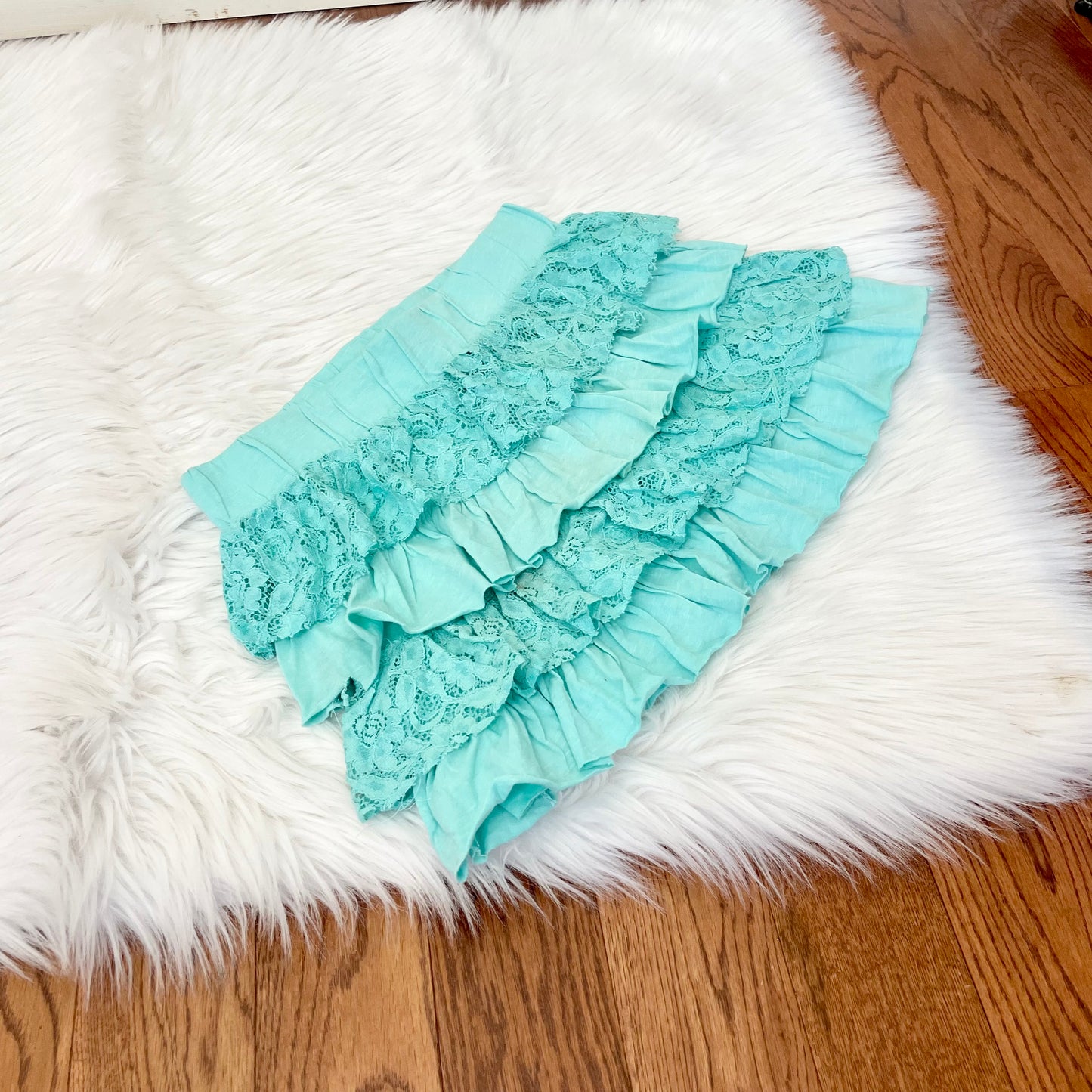 bershka mint green ruffle mini skirt M