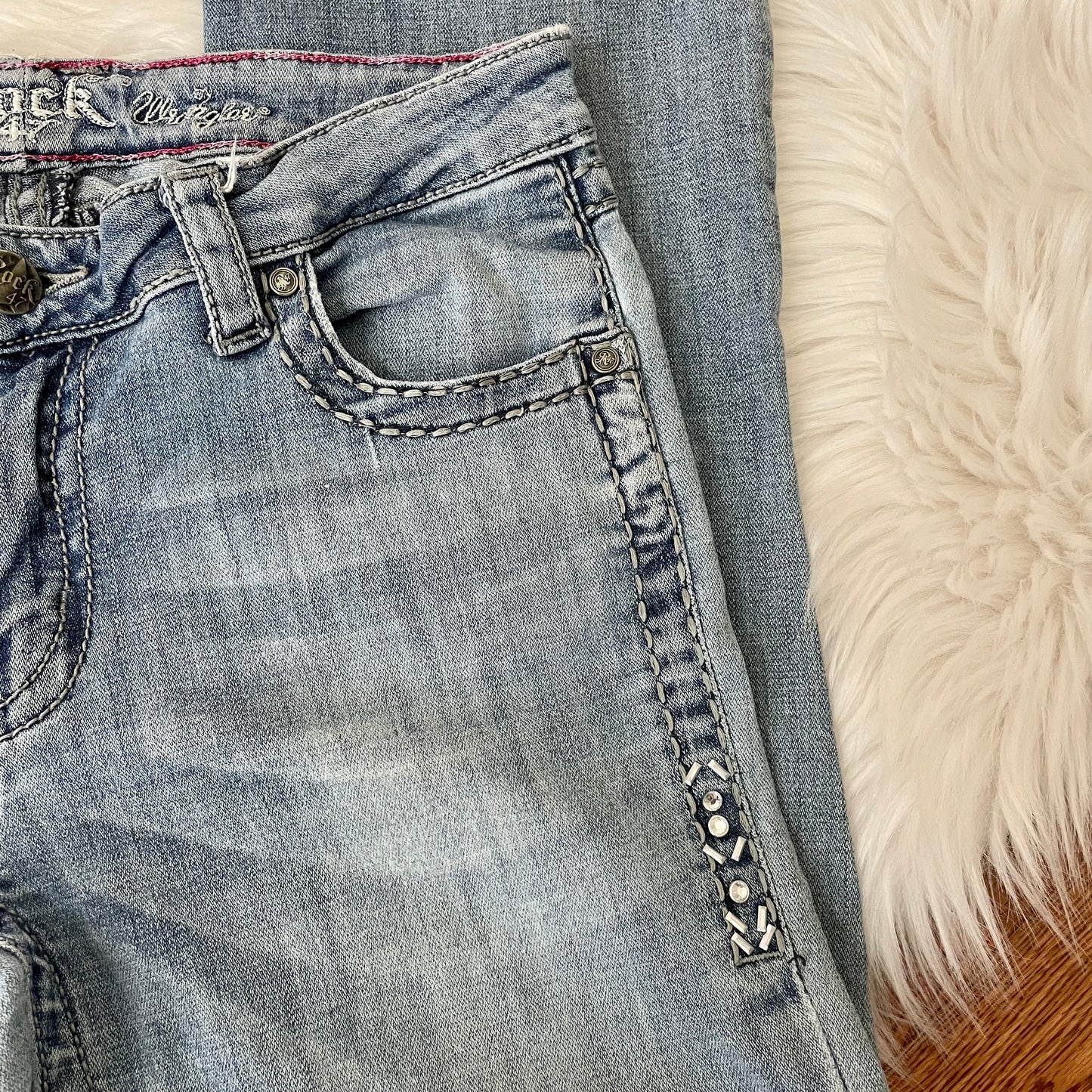 #newitem wrangler studded boot cut jeans 5