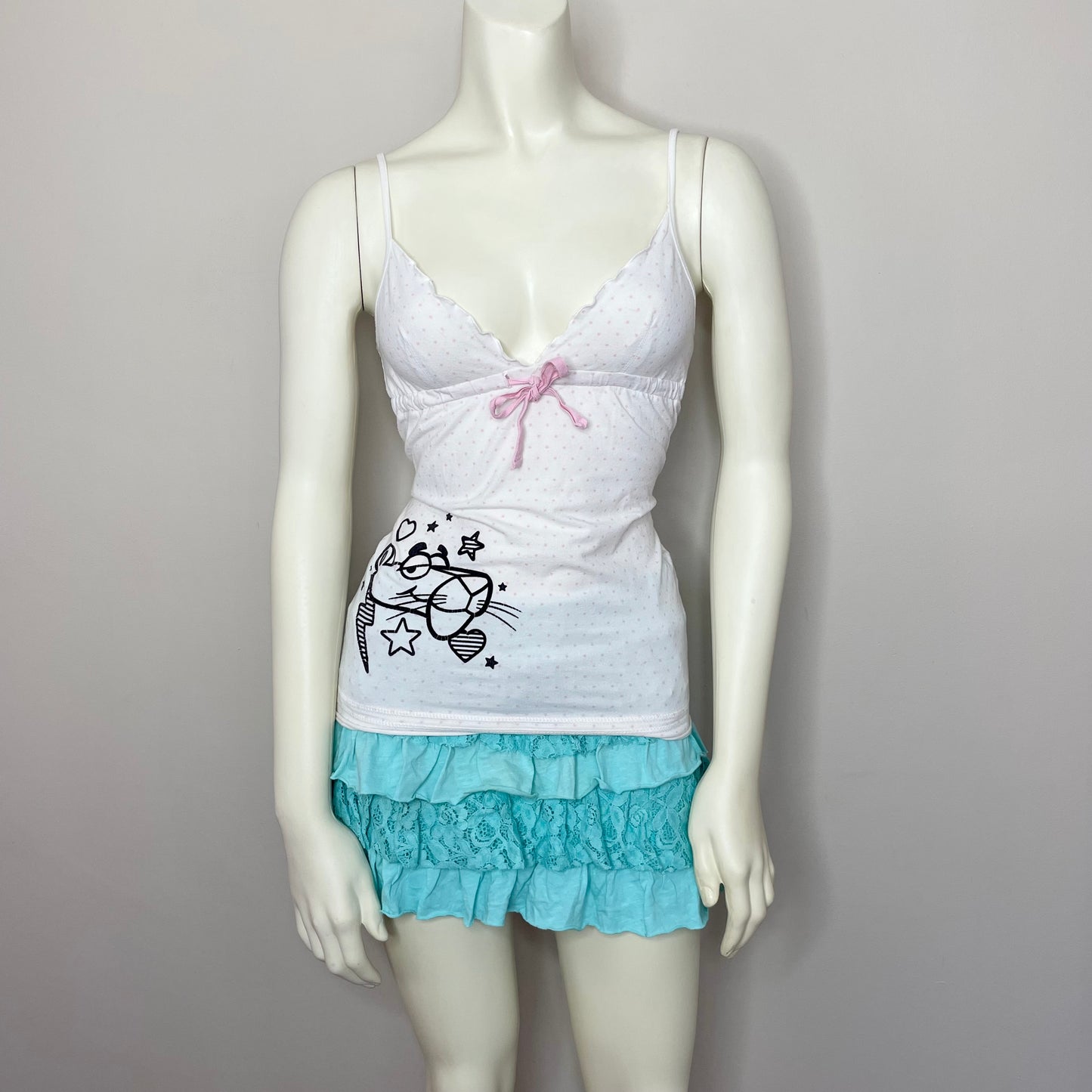 bershka mint green ruffle mini skirt M