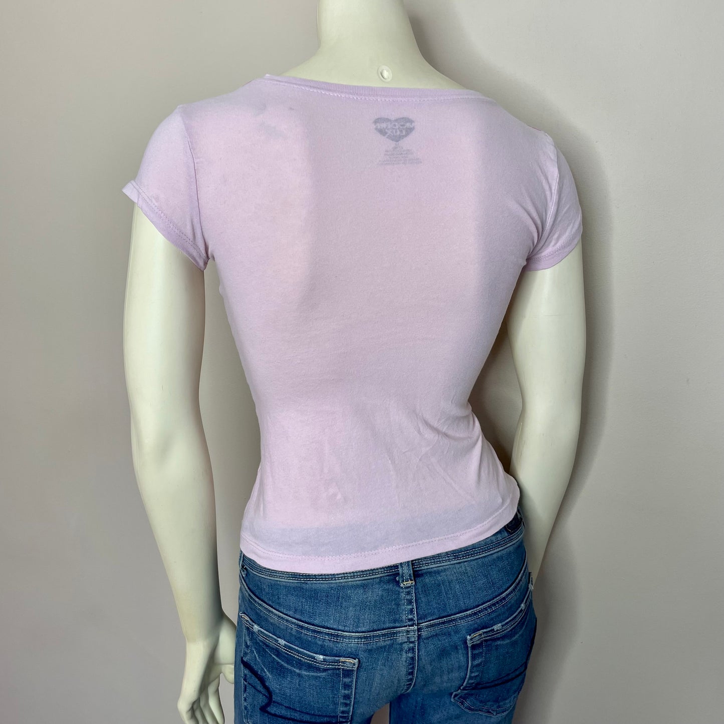 modern lux pink heart baby tee XS