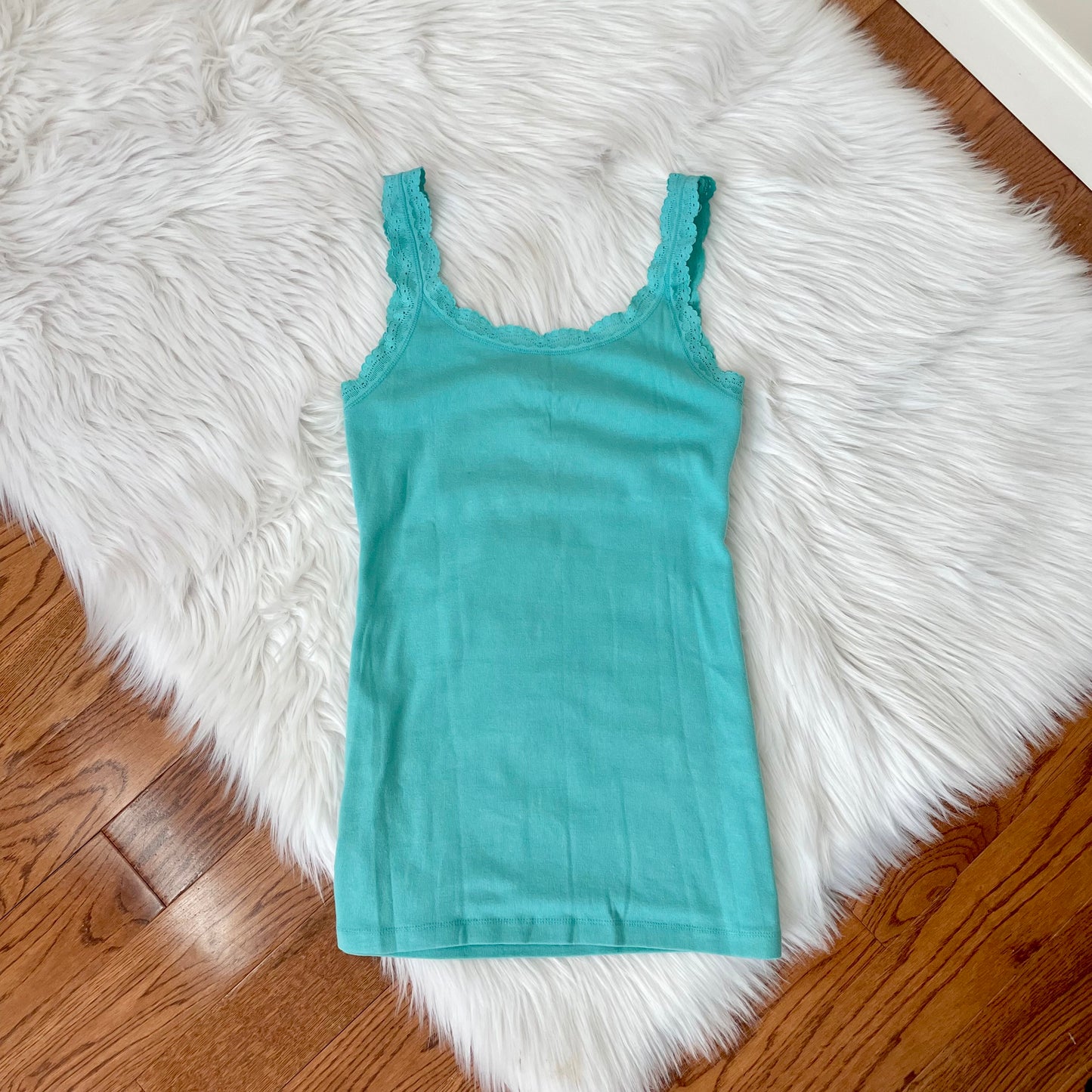 aerie mint green beaded lace trim cami L