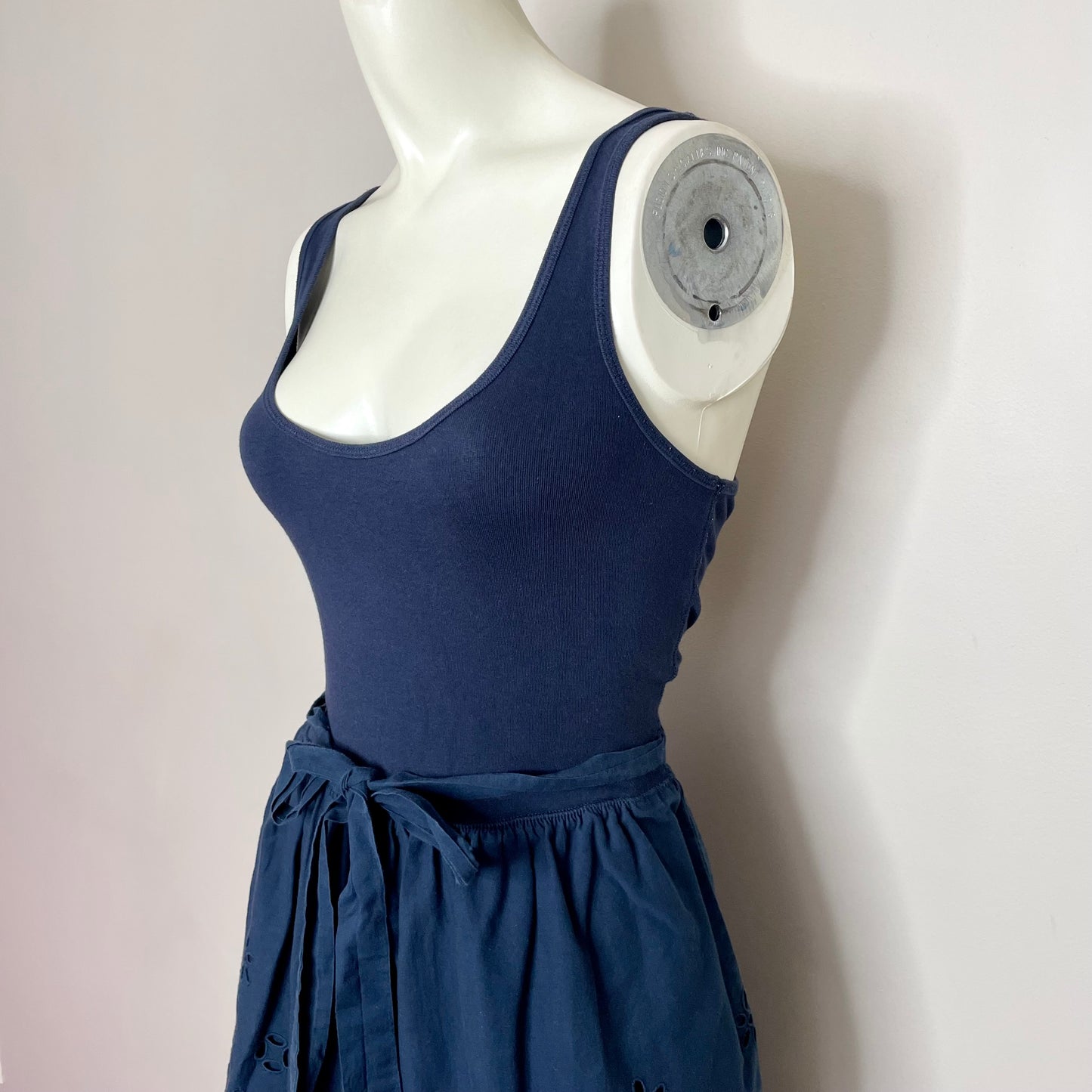 mango navy eyelet babydoll summer dress S