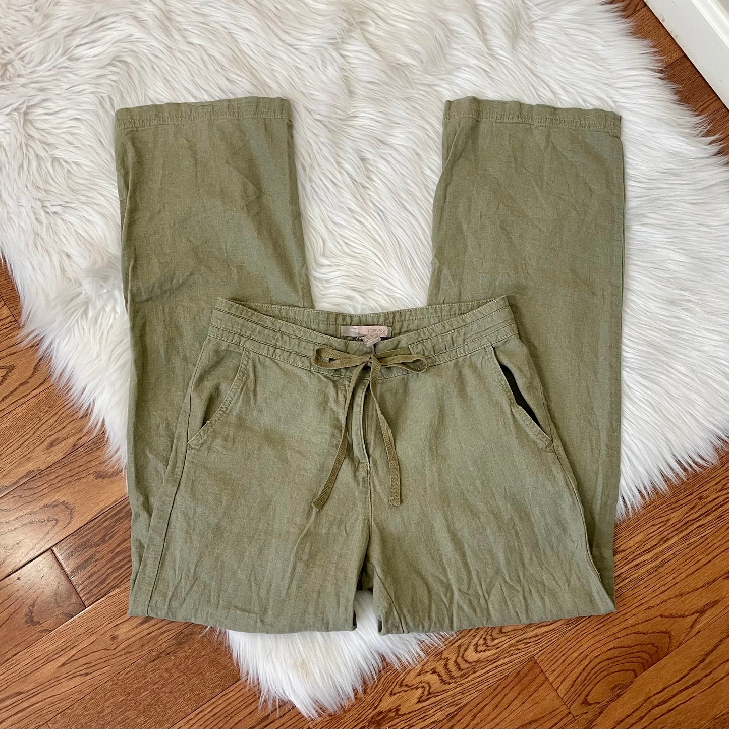 #newitem forever 21 green linen pants XS