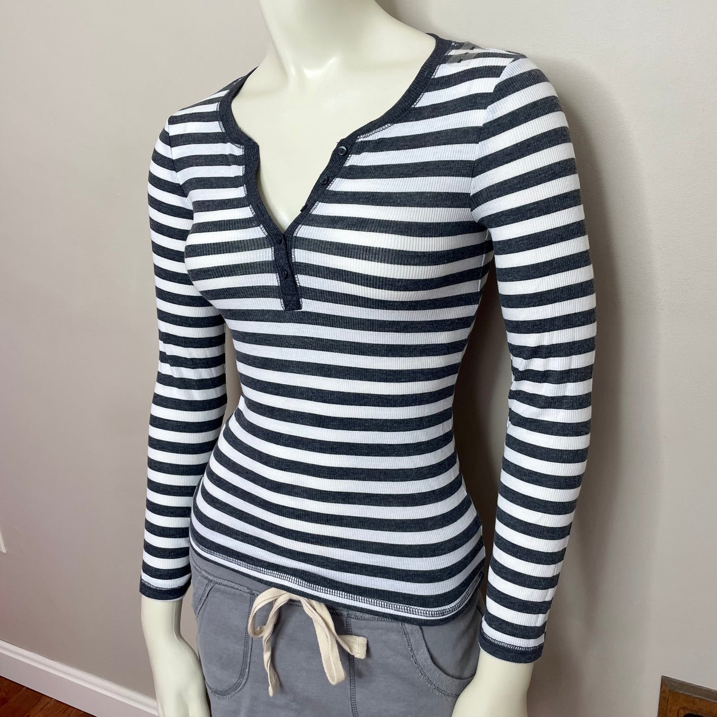 #newitem justice stripe henley long sleeve shirt XS