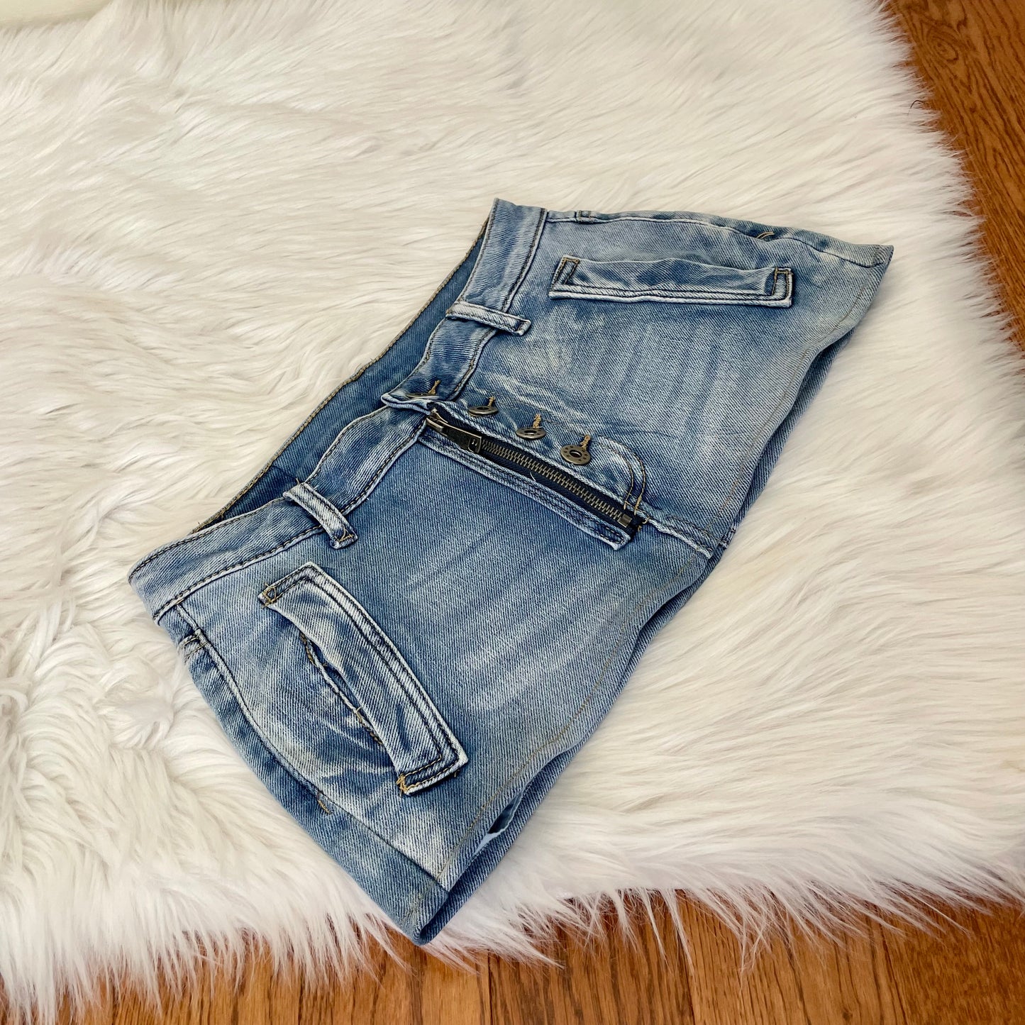 styled italy micro mini jean skirt L