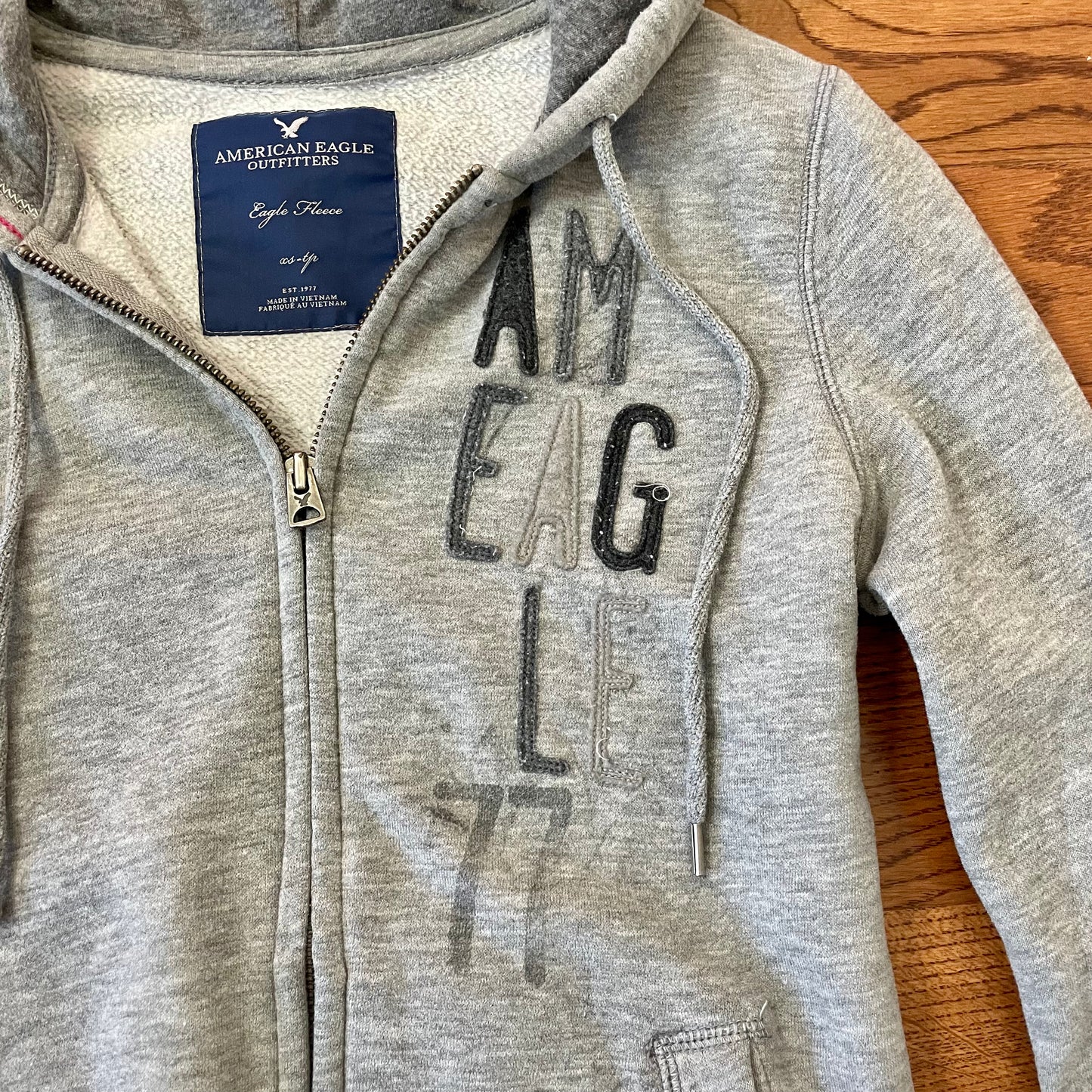 american eagle gray zip hoodie XS