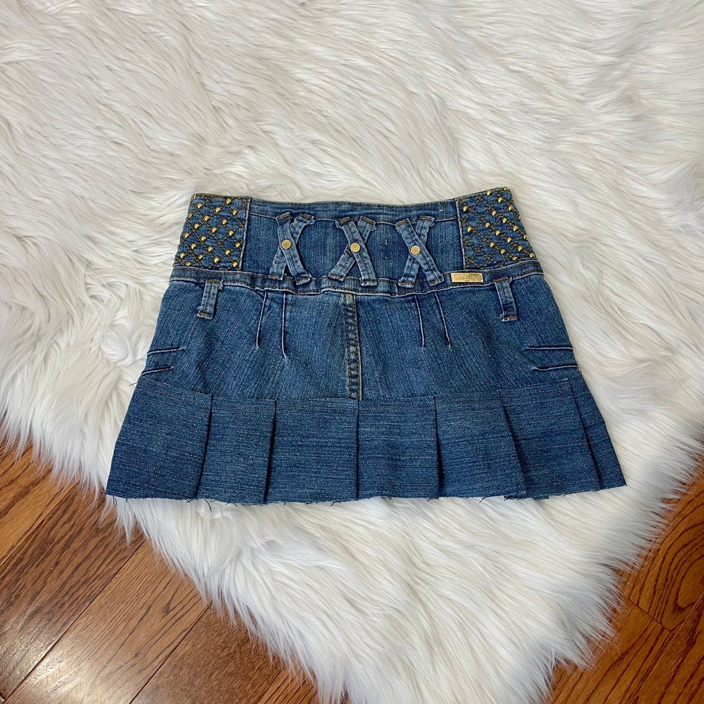 lizz jeans studded mini skirt XS