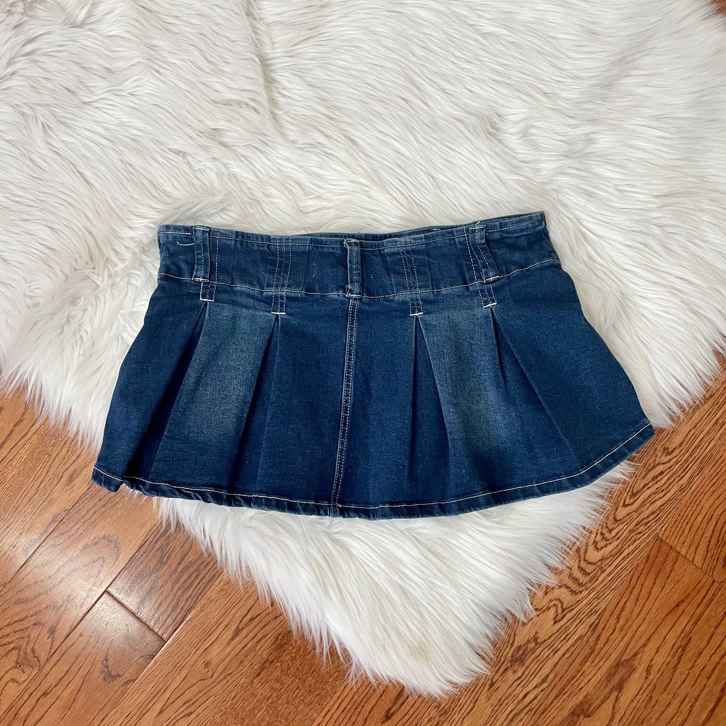 almost famous pleated micro mini jean skirt L