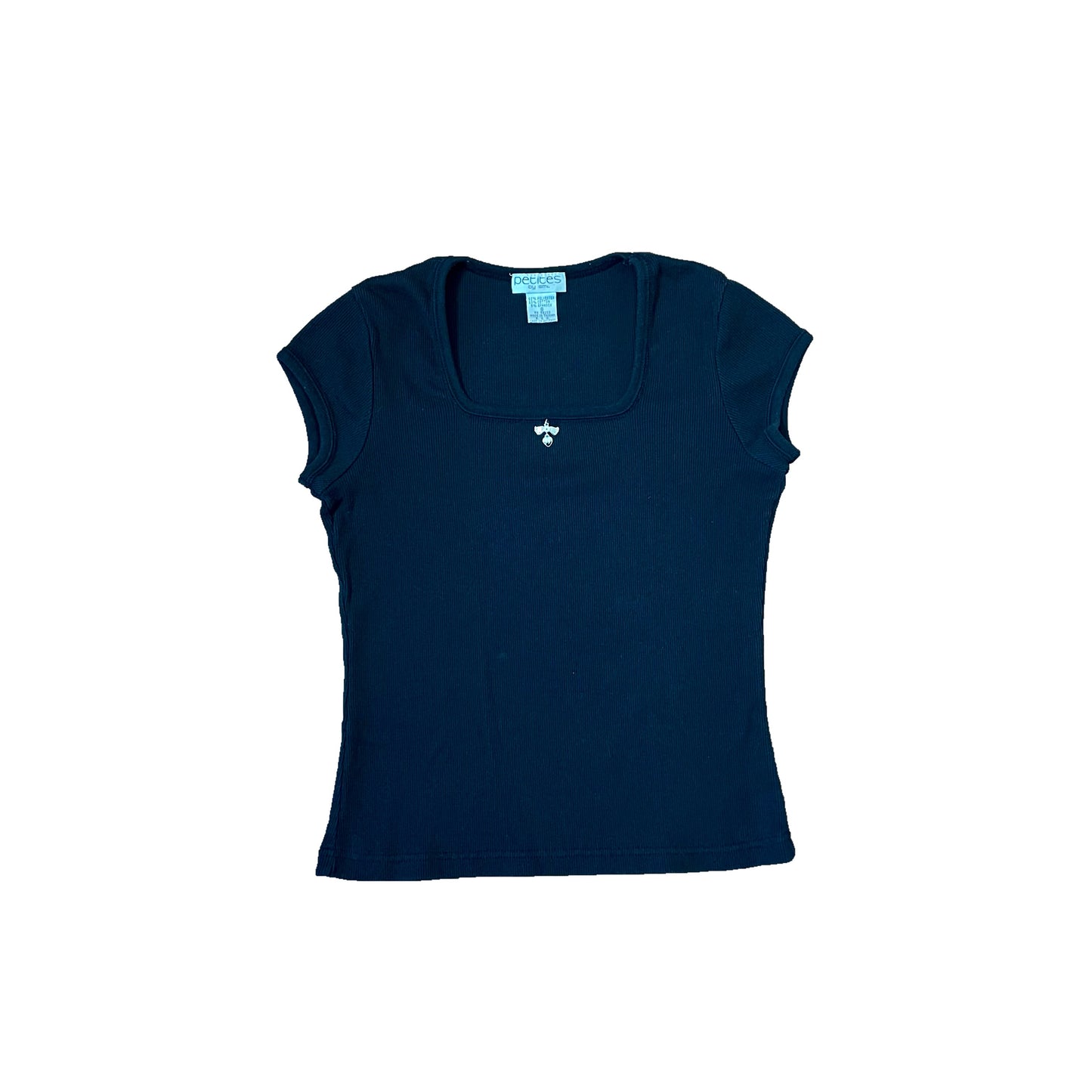 y2k black square neck baby tee S