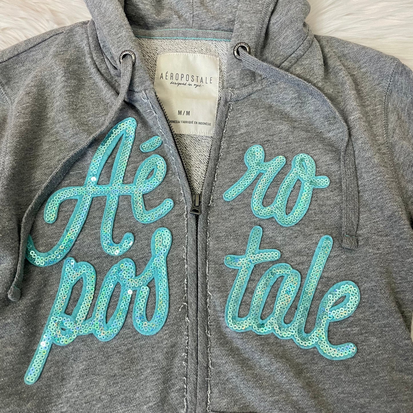 aeropostale gray sequin hoodie M