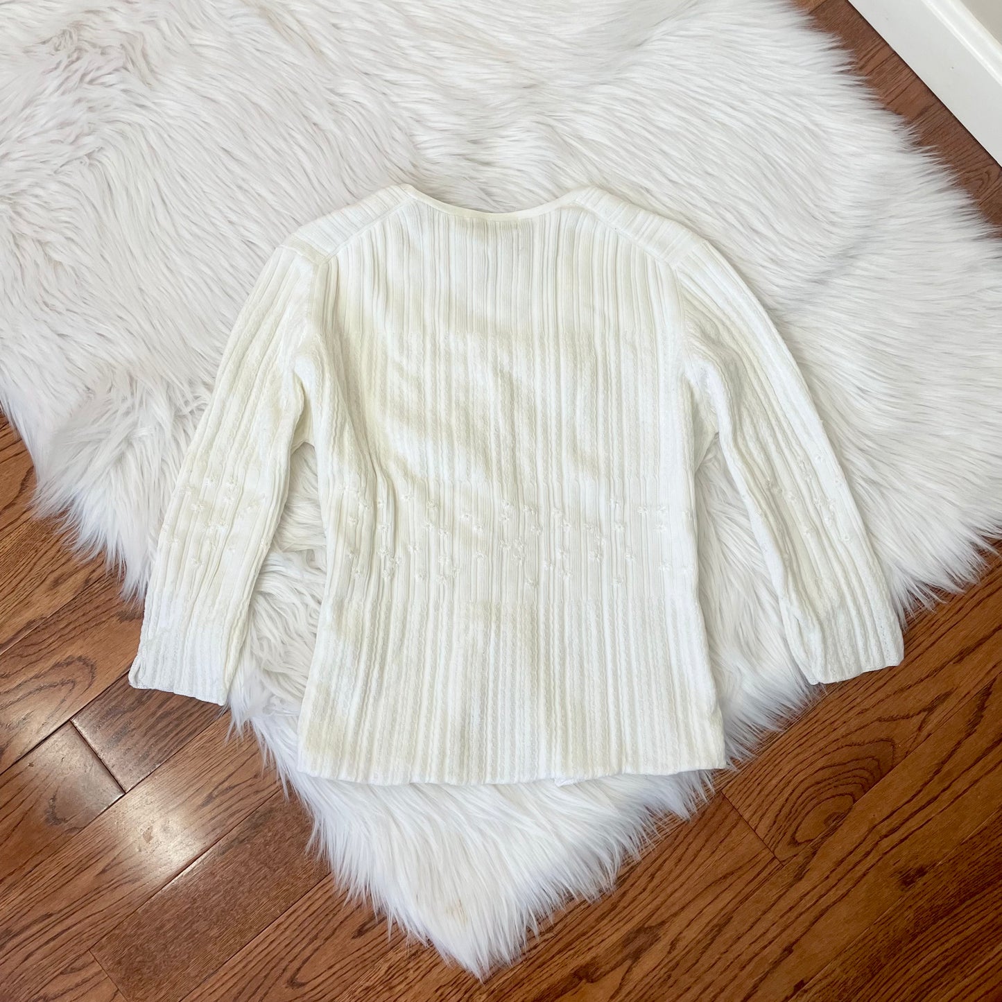 valerie white babydoll beaded cardigan L