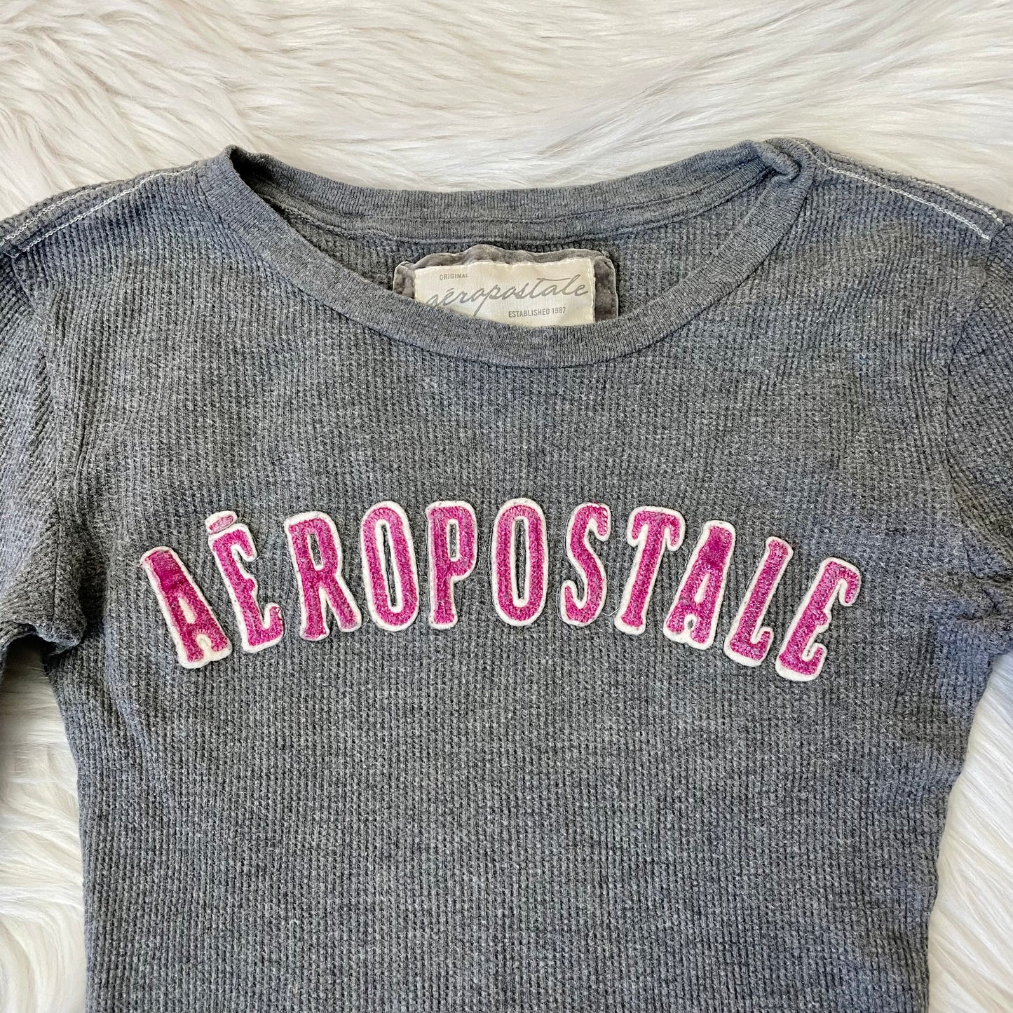 aeropostale gray logo fitted top S