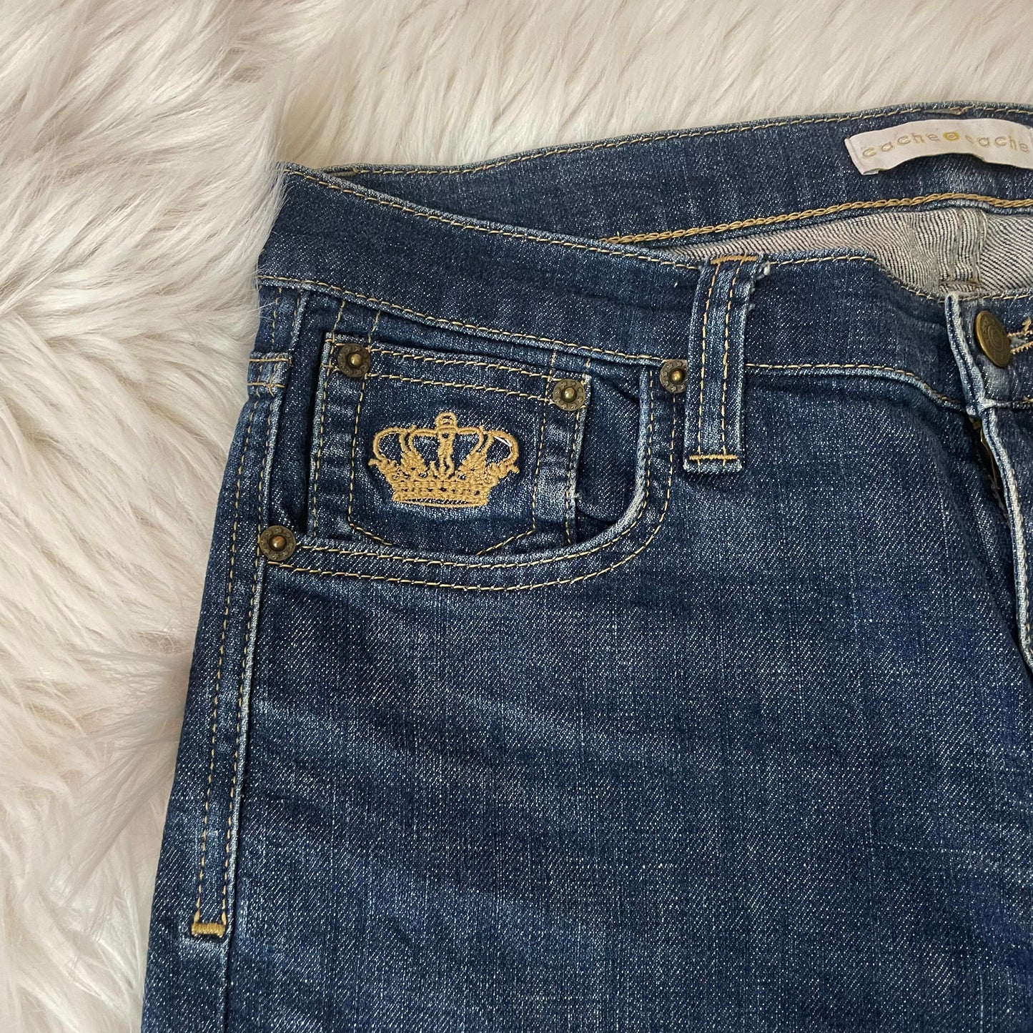 cache embroidered crown boot cut jeans 8