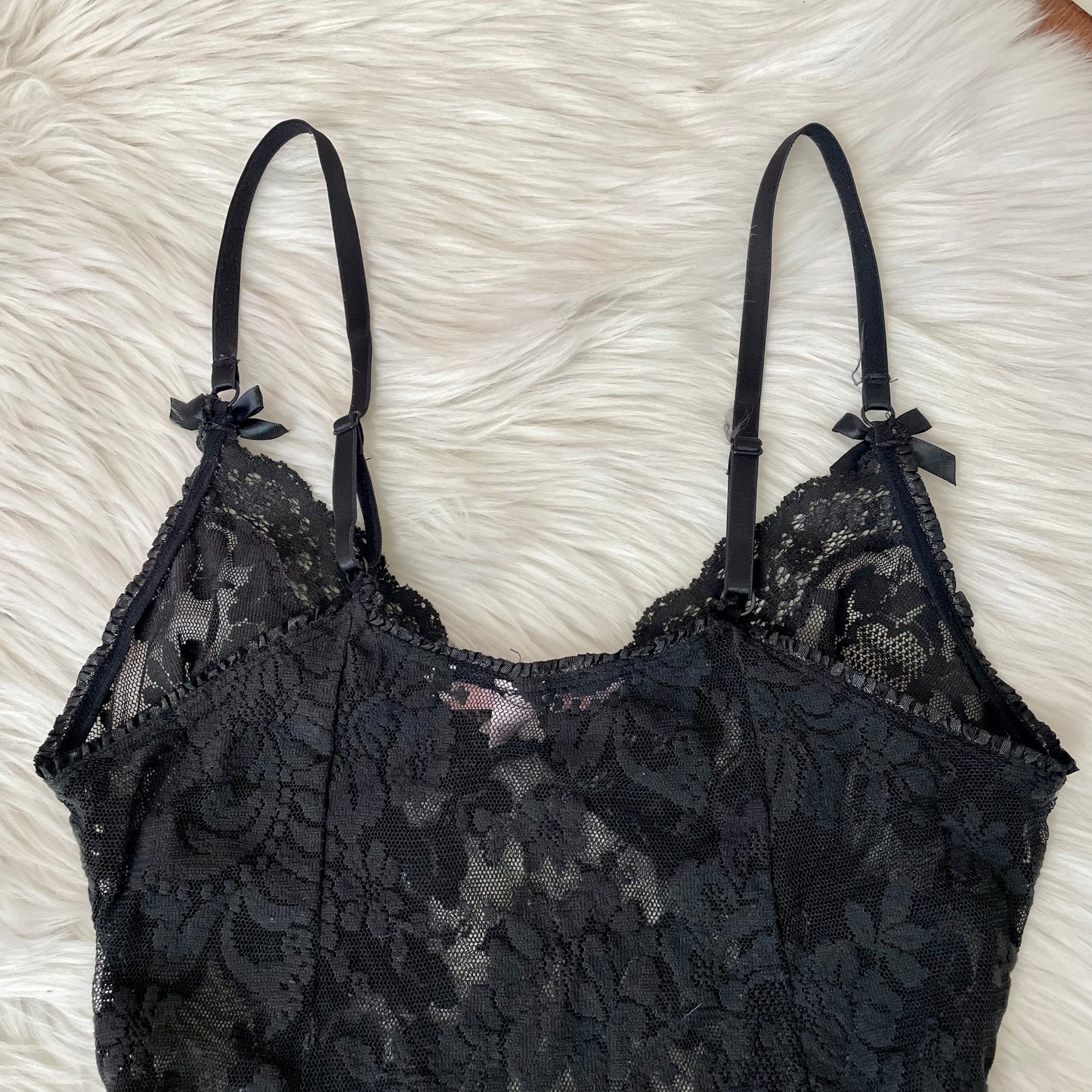 victoria’s secret black lace babydoll slip dress L