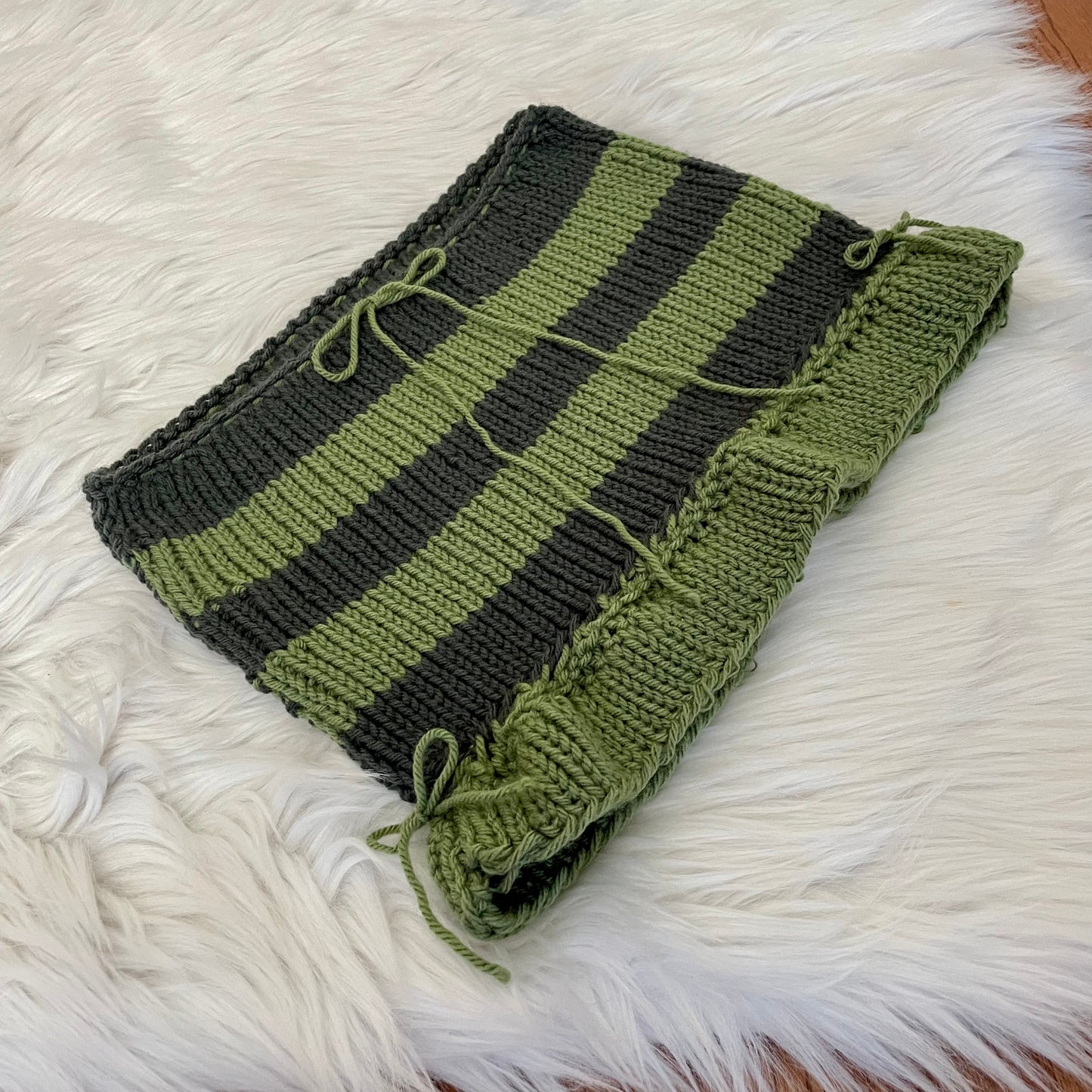 handmade green striped mini skirt XS
