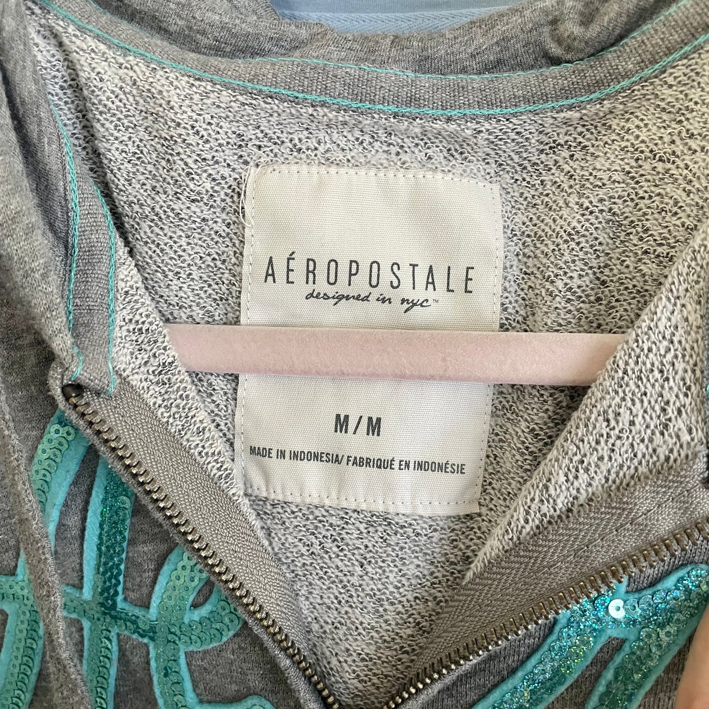 aeropostale gray sequin hoodie M