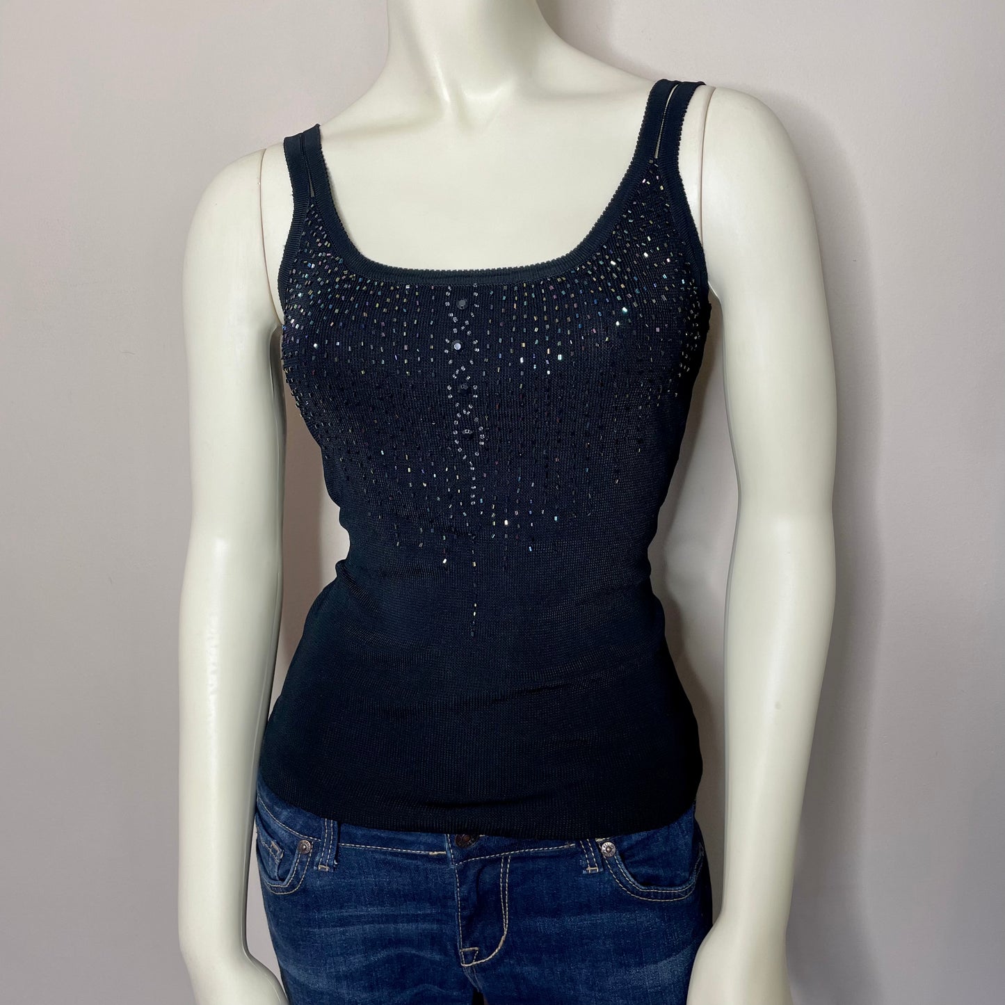 y2k black beaded tank top M