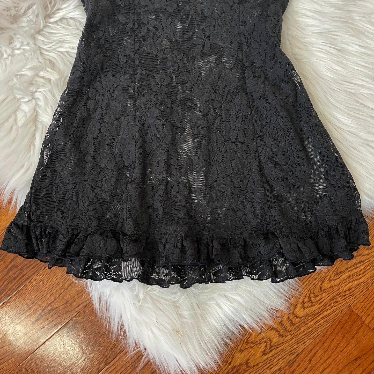 victoria’s secret black lace babydoll slip dress L