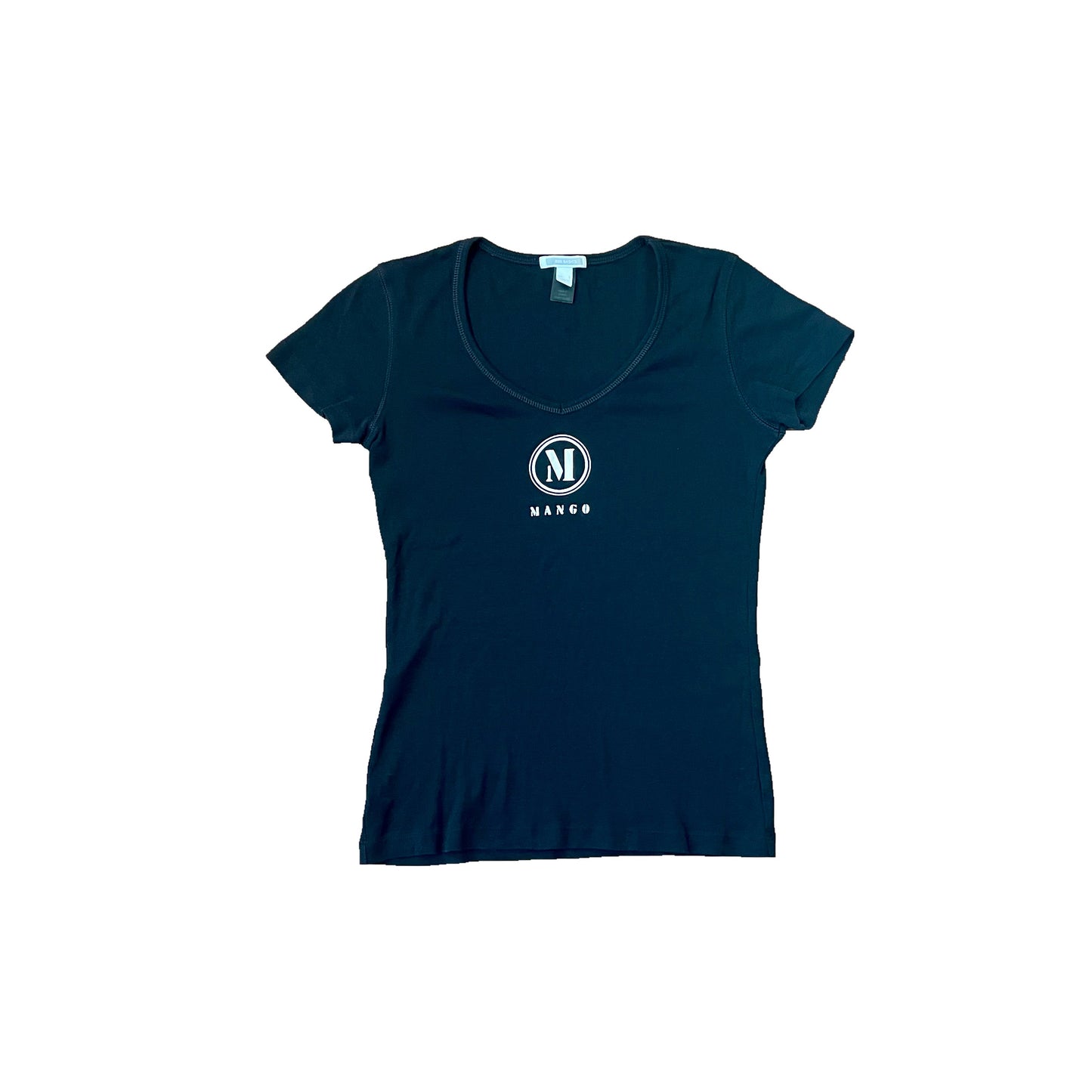 mango black logo baby tee XS