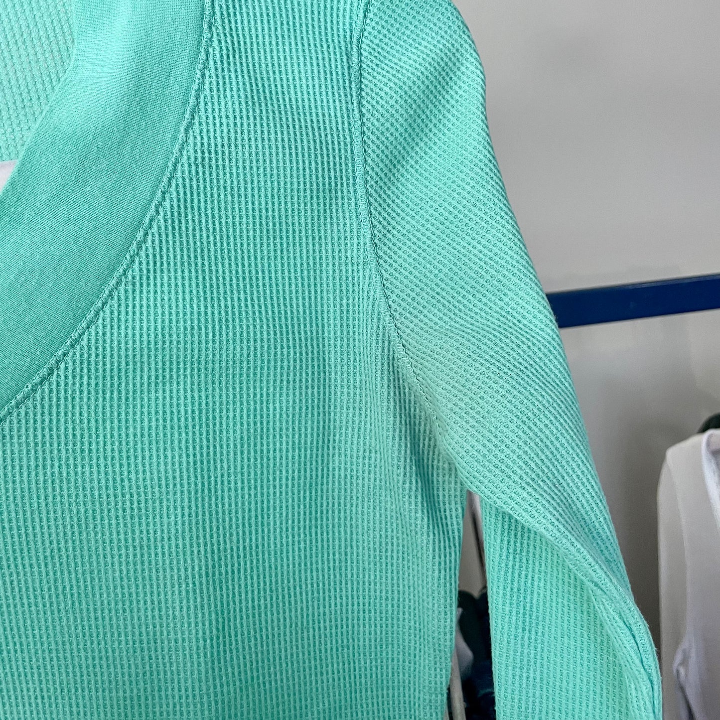 color story mint green button sleeve top L