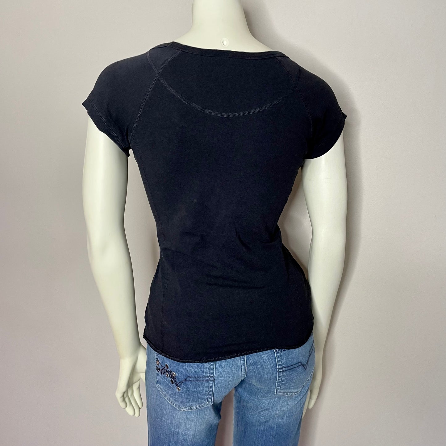 mango black rhinestone baby tee S