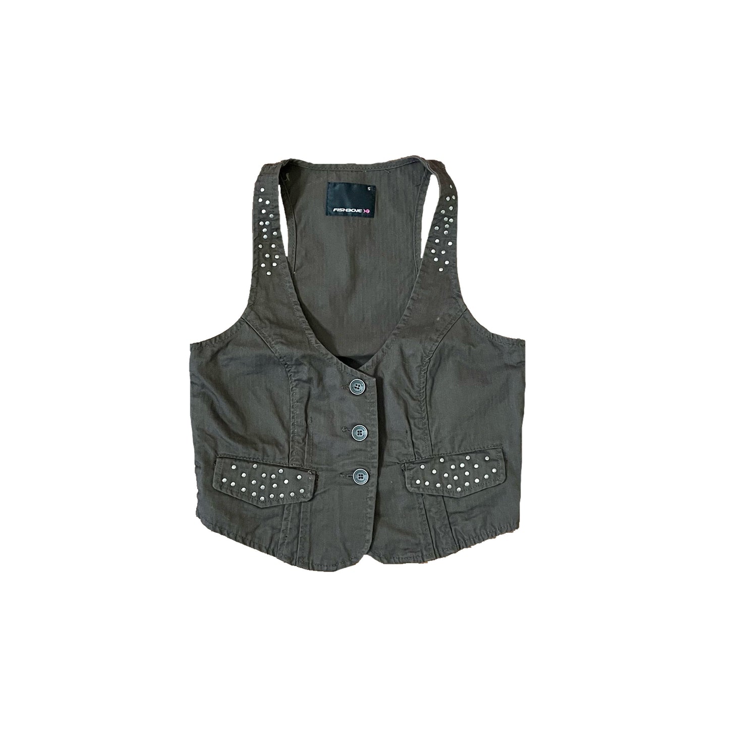 fishbone brown studded vest S