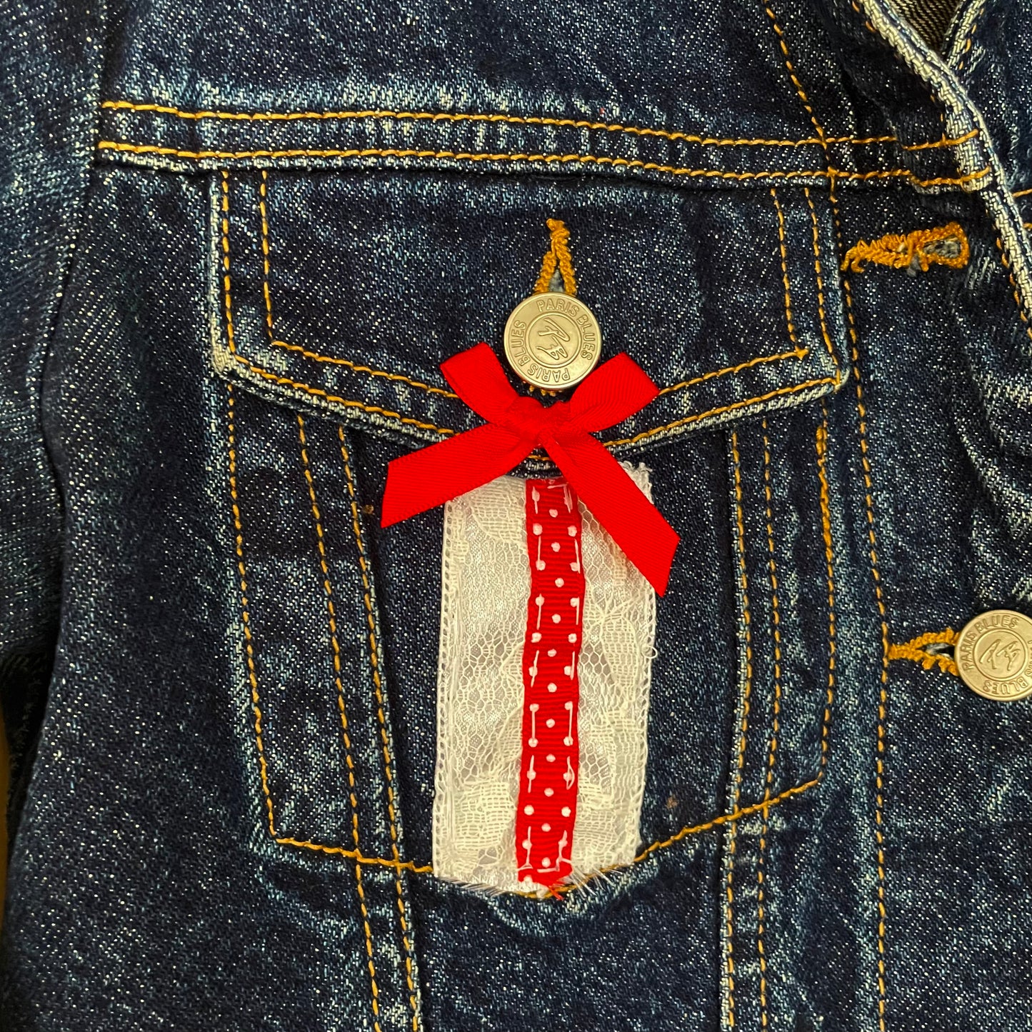 paris blues bow jean jacket XS