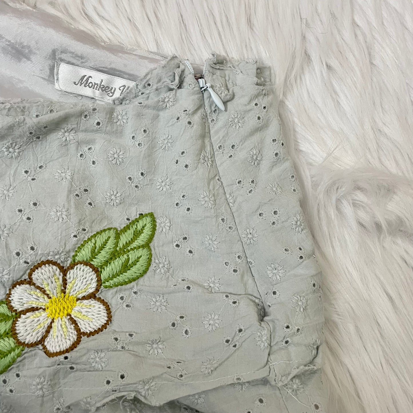 monkey wear embroidered eyelet mini skirt 0