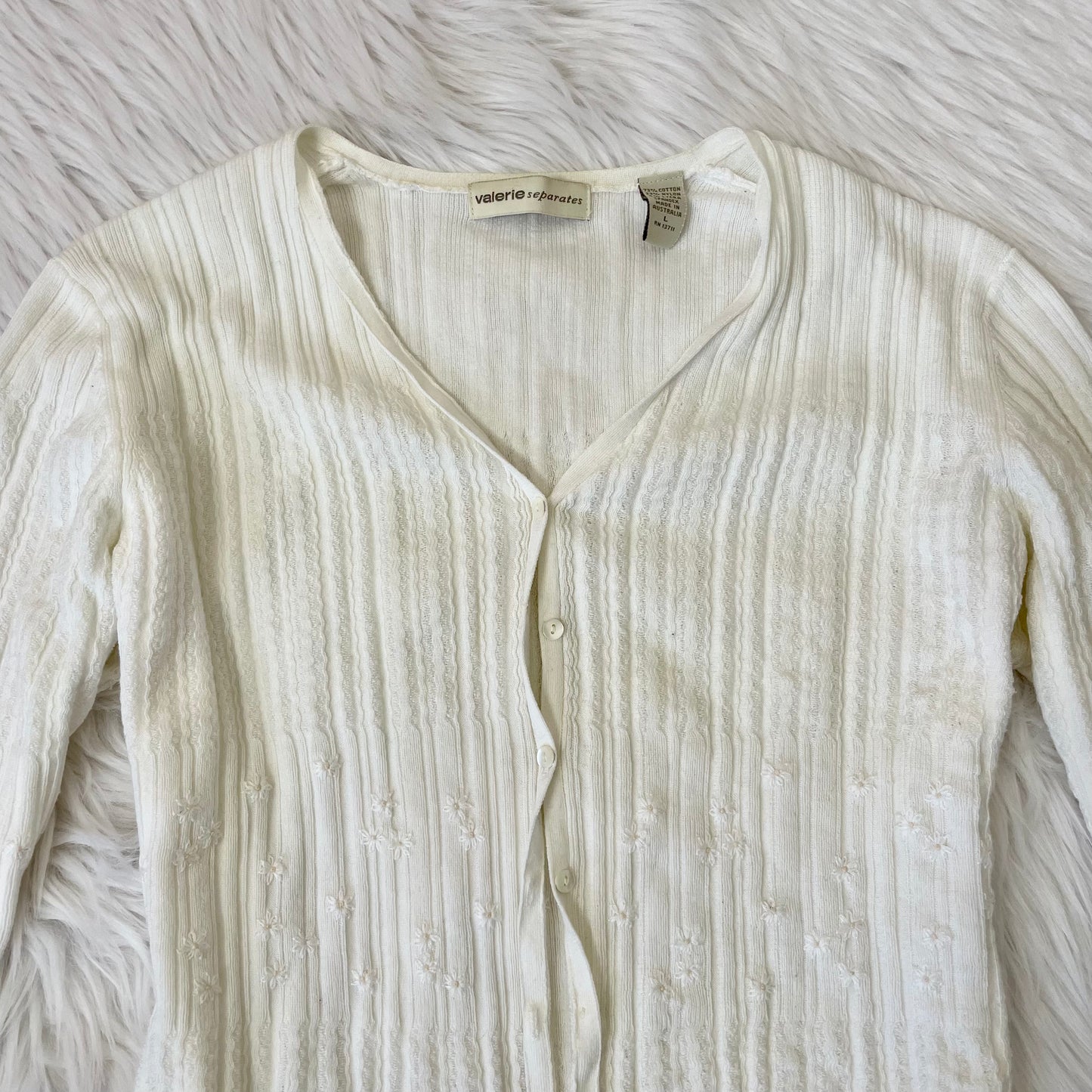 valerie white babydoll beaded cardigan L