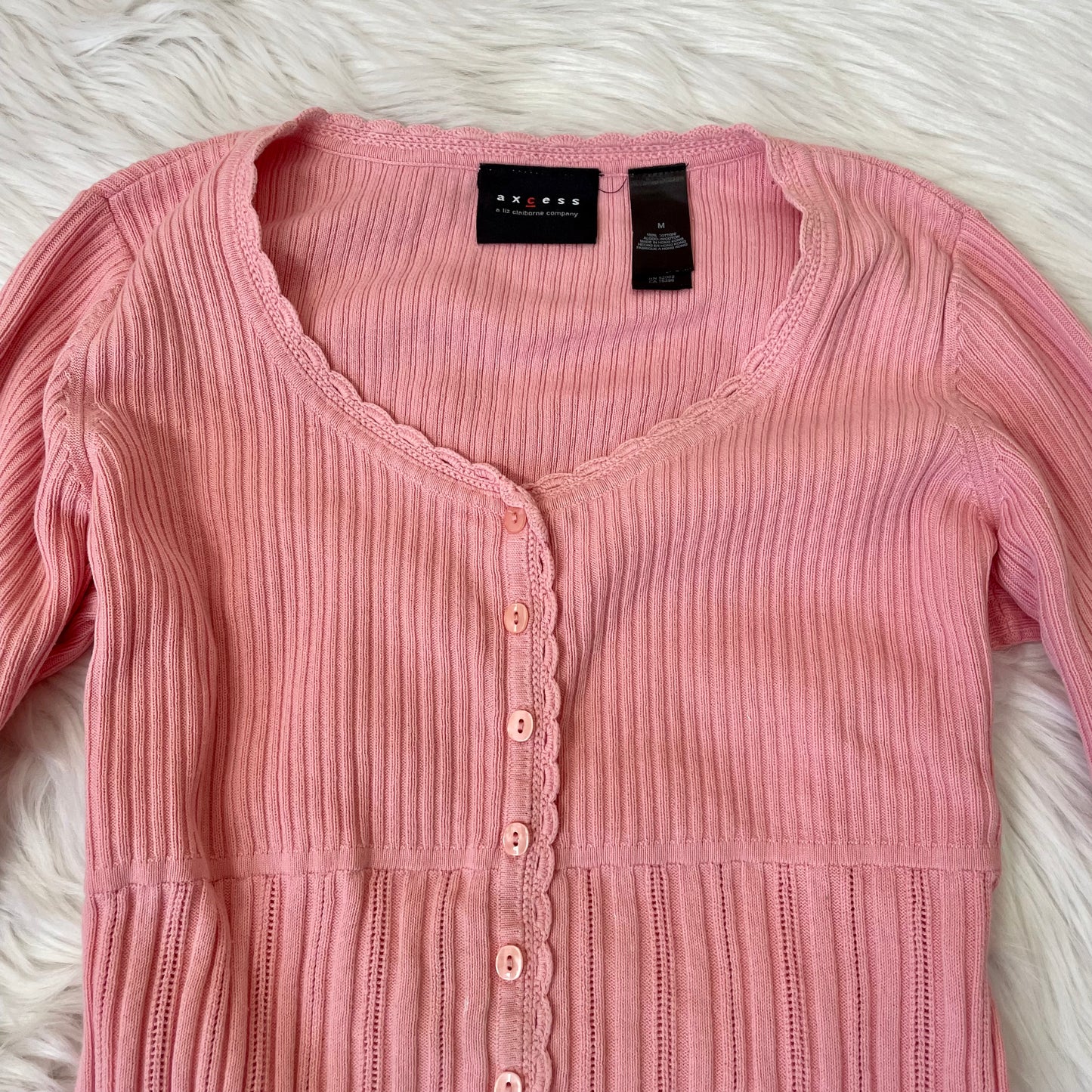liz claiborne pink babydoll cardigan sweater M