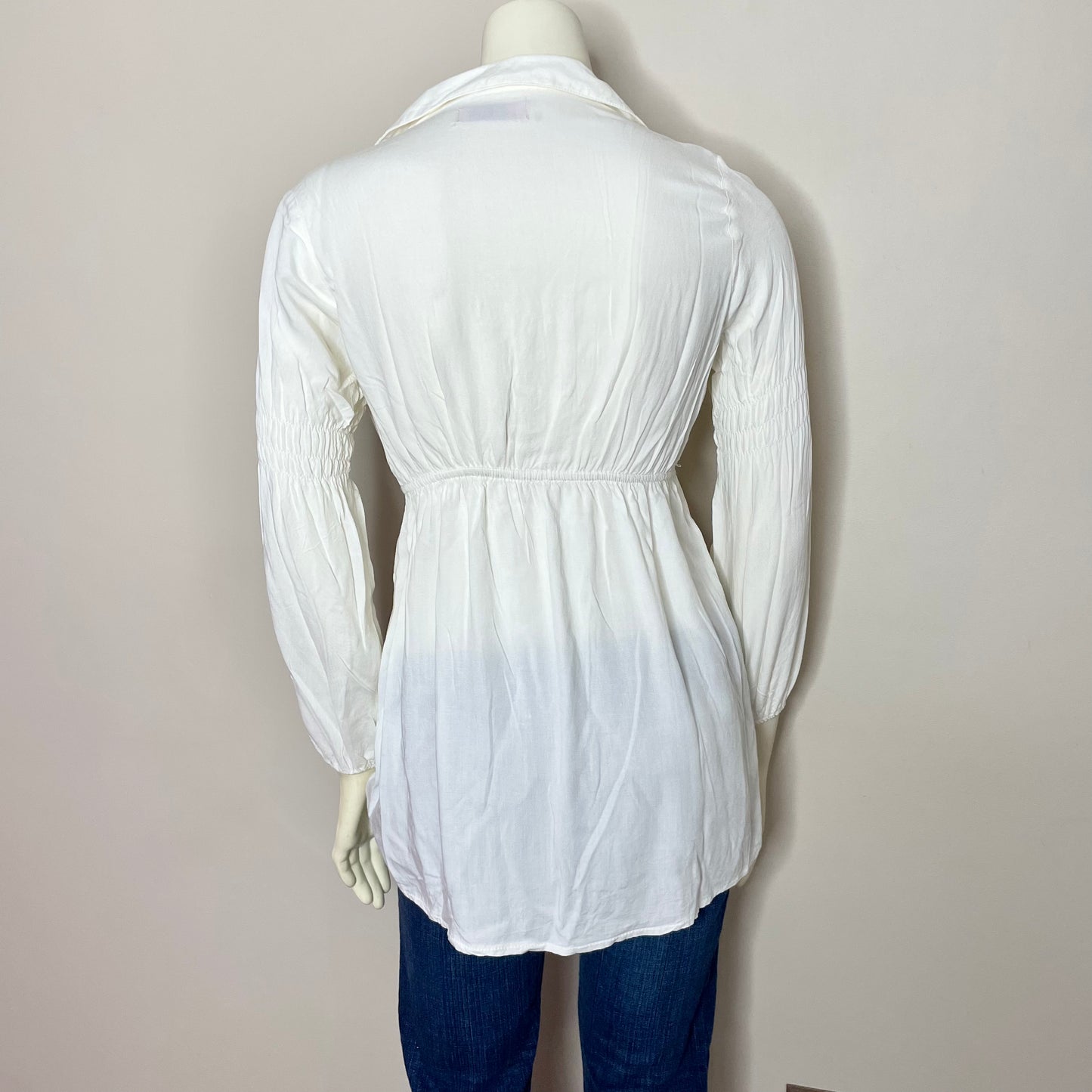 allred white babydoll blouse XS