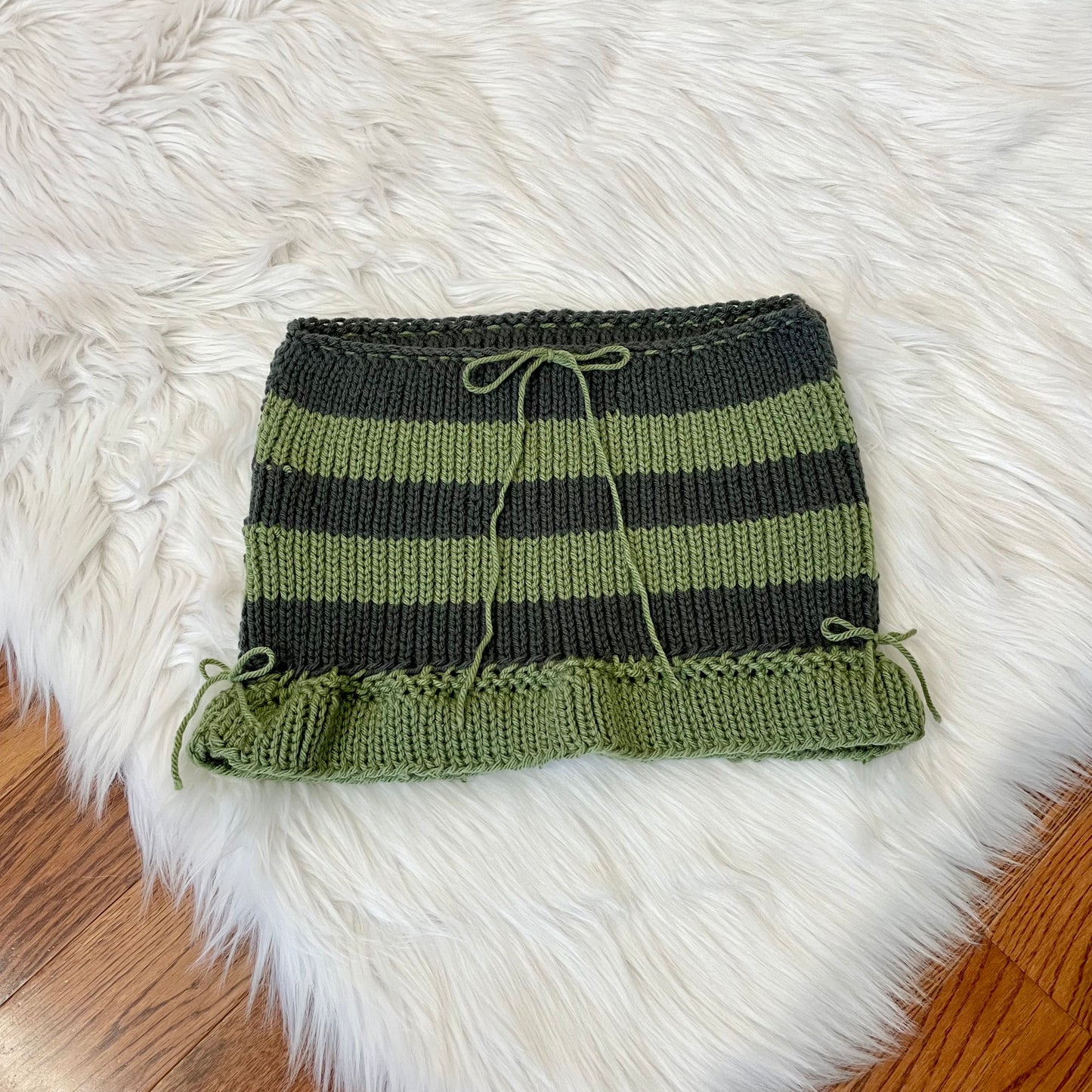 handmade green striped mini skirt XS