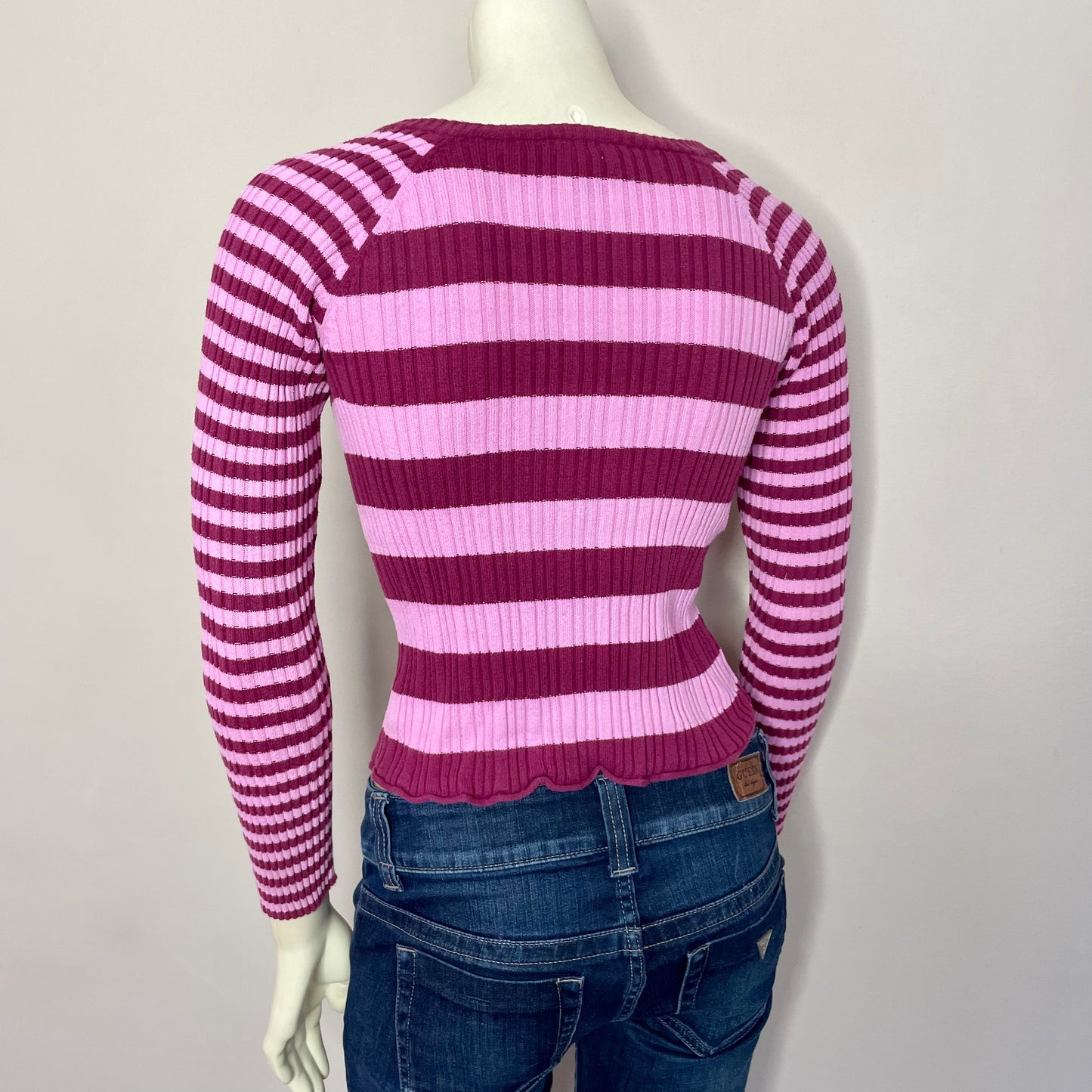y2k pink striped sweater fits XXS