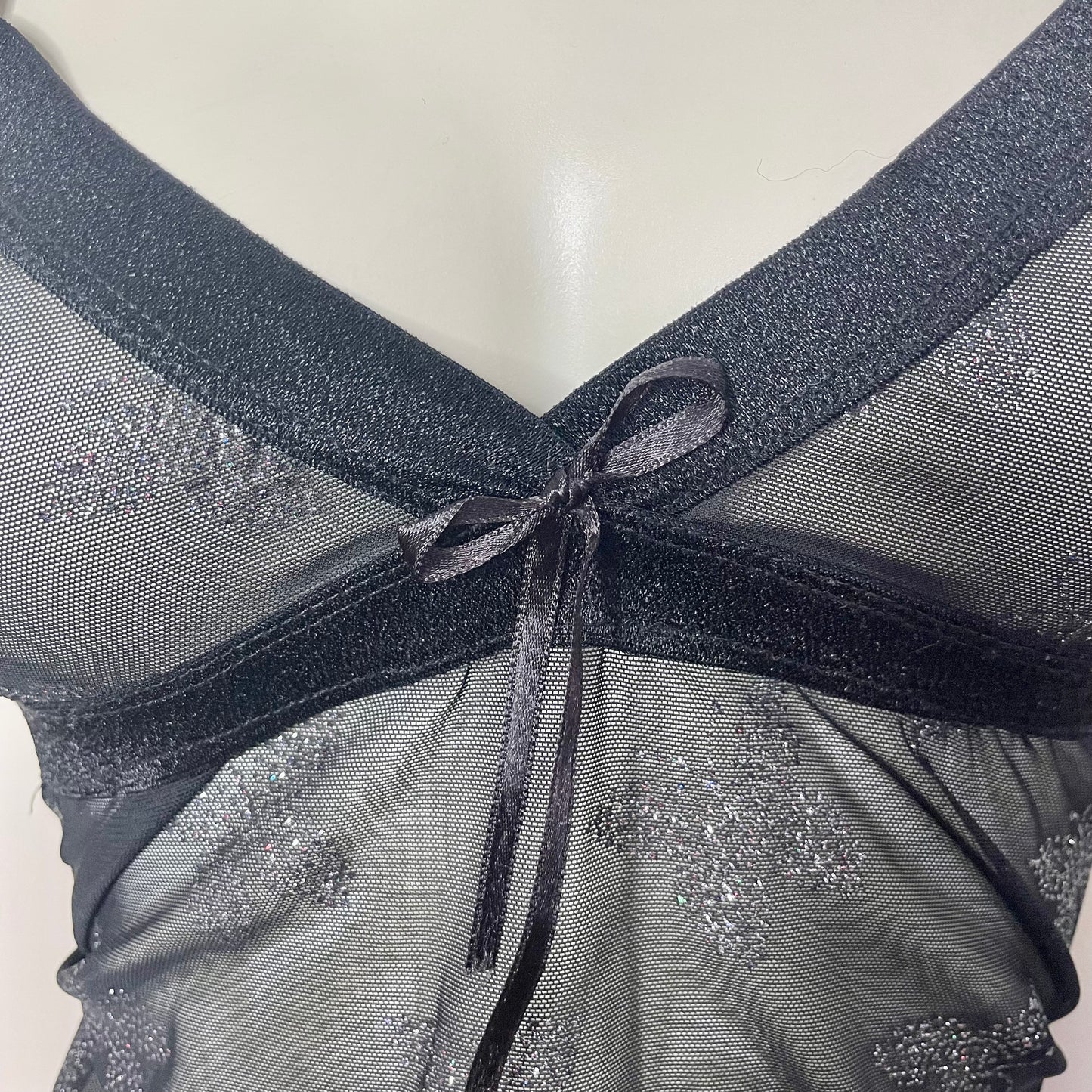 y2k black mesh babydoll sheer cami M
